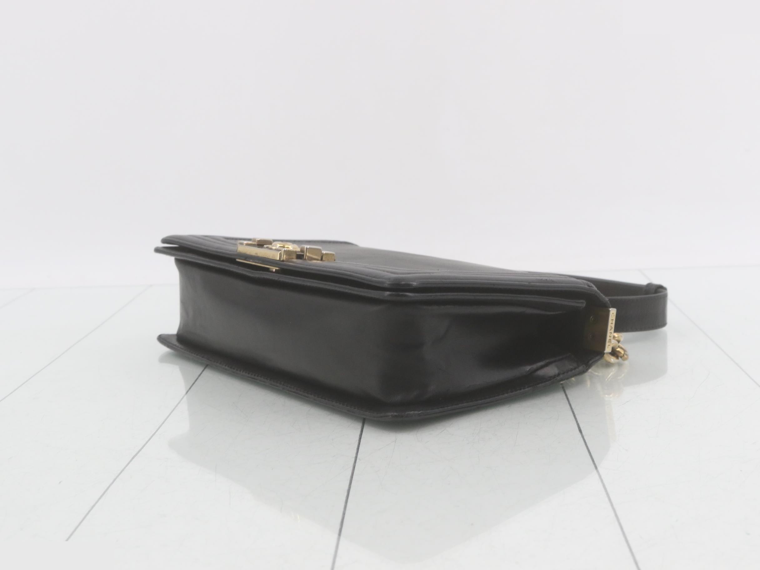 Boy Chanel Lambskin Black Chain Shoulder Bag with Gold Hardware (Still in protective film) — view 6