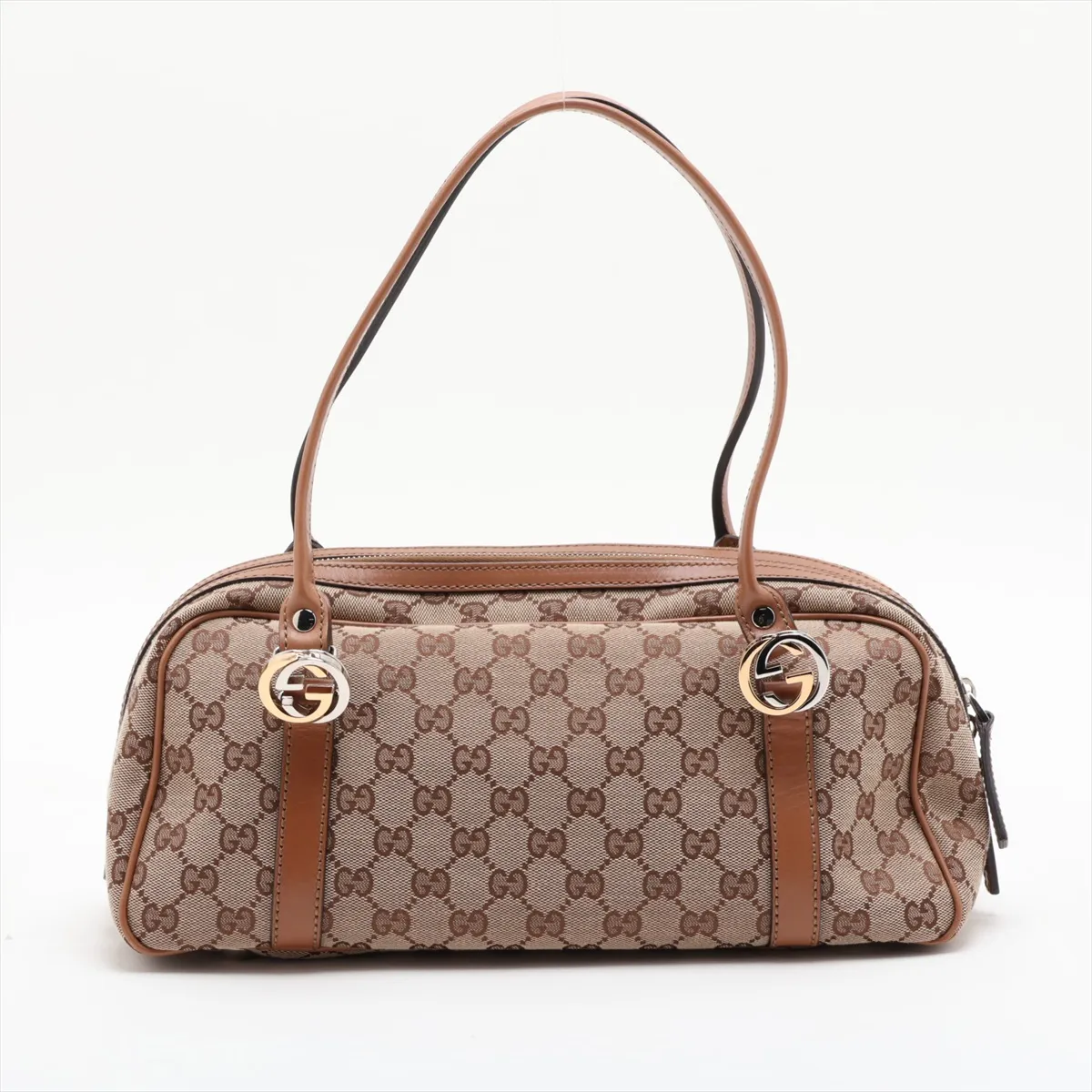 GG Canvas 232958 Canvas x Leather Shoulder Bag Beige x Brown — view 2