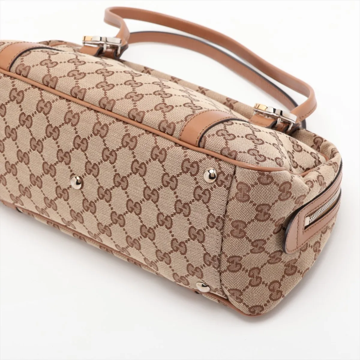 GG Canvas 232958 Canvas x Leather Shoulder Bag Beige x Brown — view 3