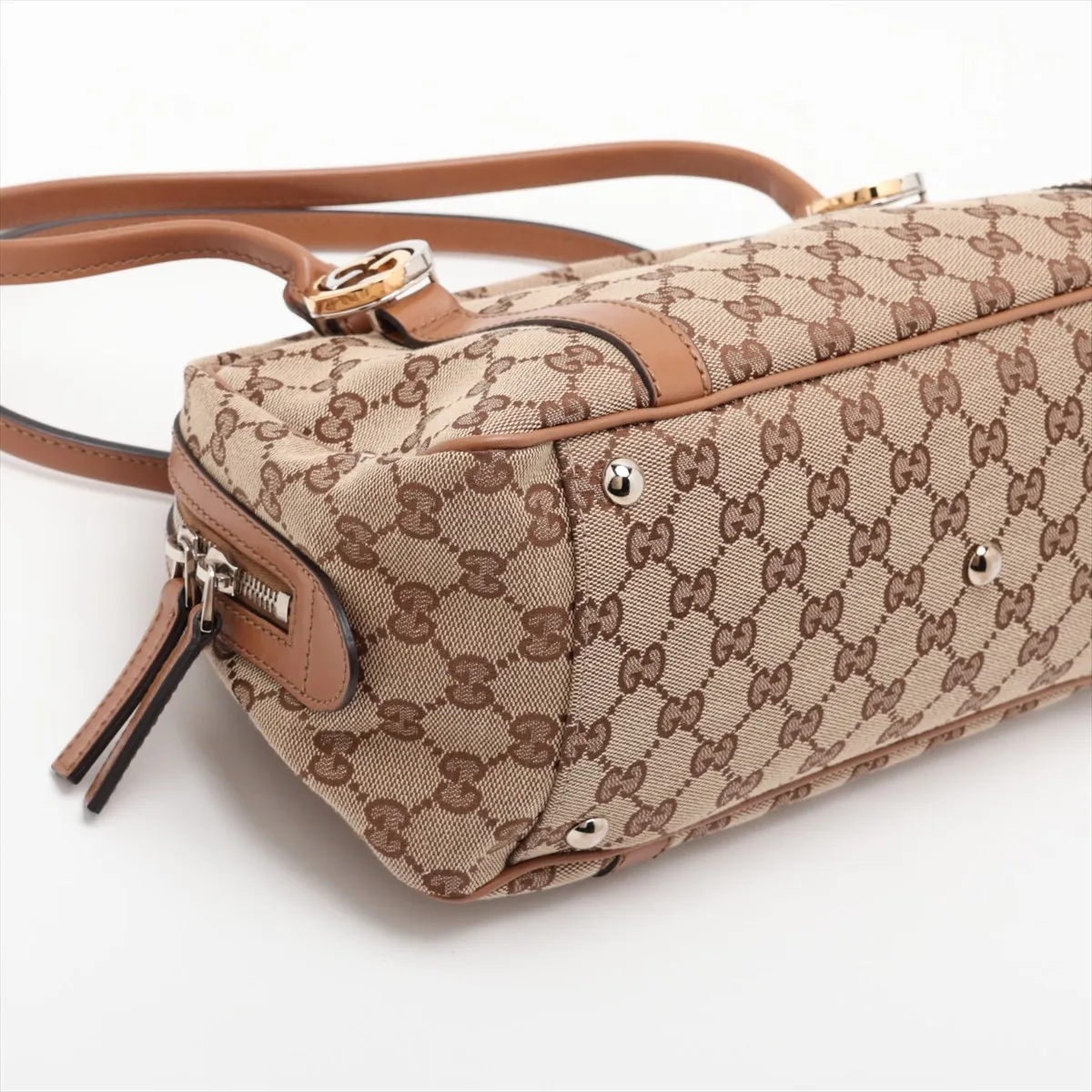 GG Canvas 232958 Canvas x Leather Shoulder Bag Beige x Brown — view 4