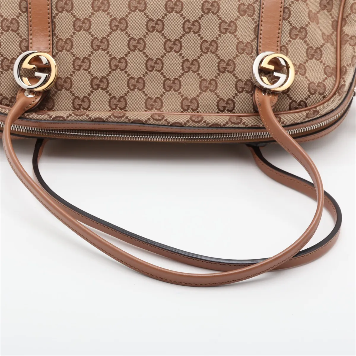 GG Canvas 232958 Canvas x Leather Shoulder Bag Beige x Brown — view 5