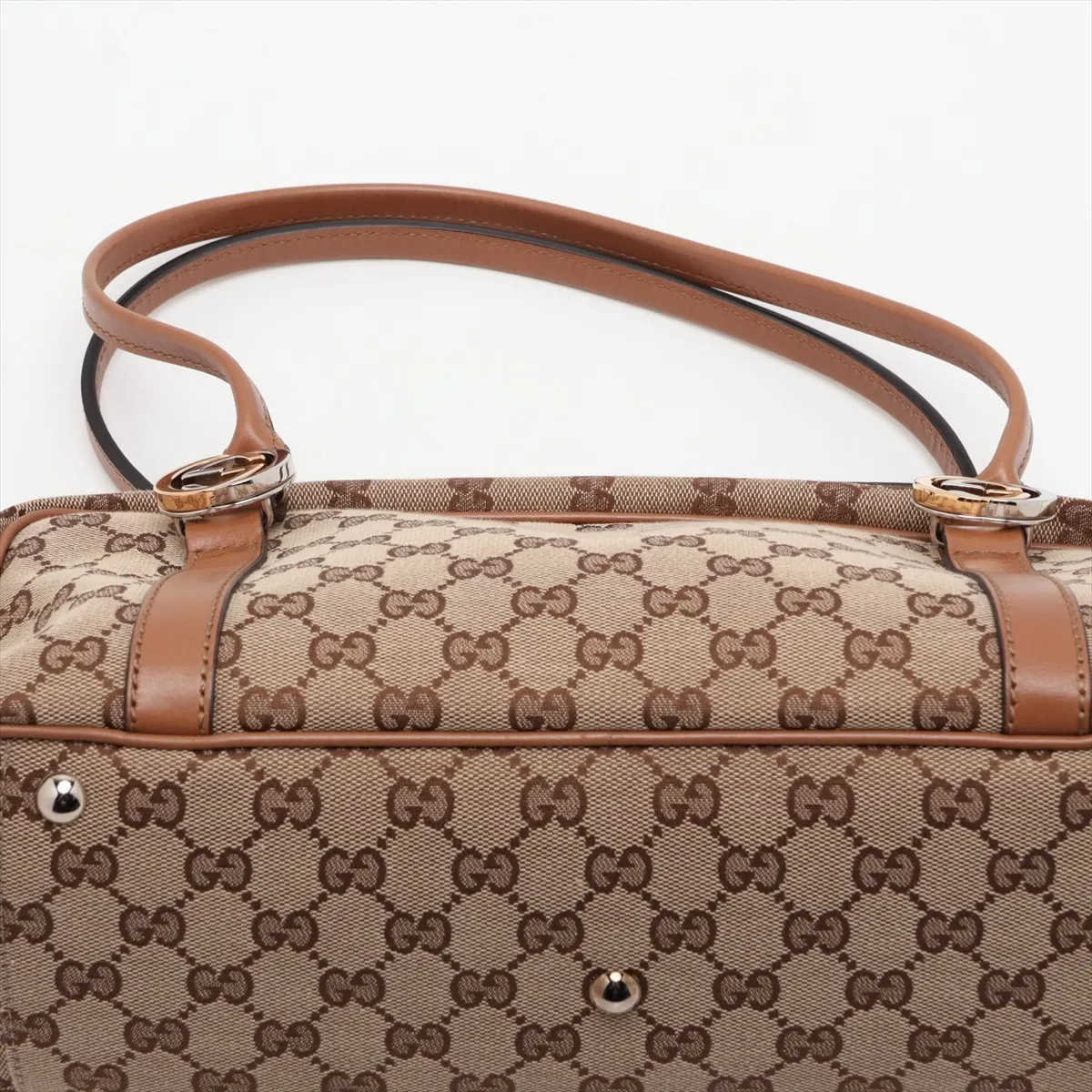 GG Canvas 232958 Canvas x Leather Shoulder Bag Beige x Brown — view 6