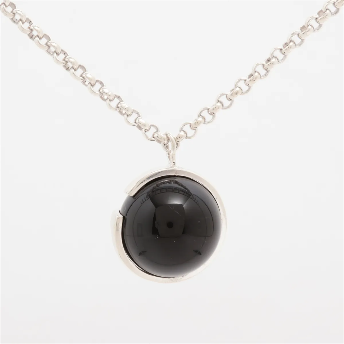 Long Necklace 925 x Onyx 28.4g Silver x Black Thread — view 2