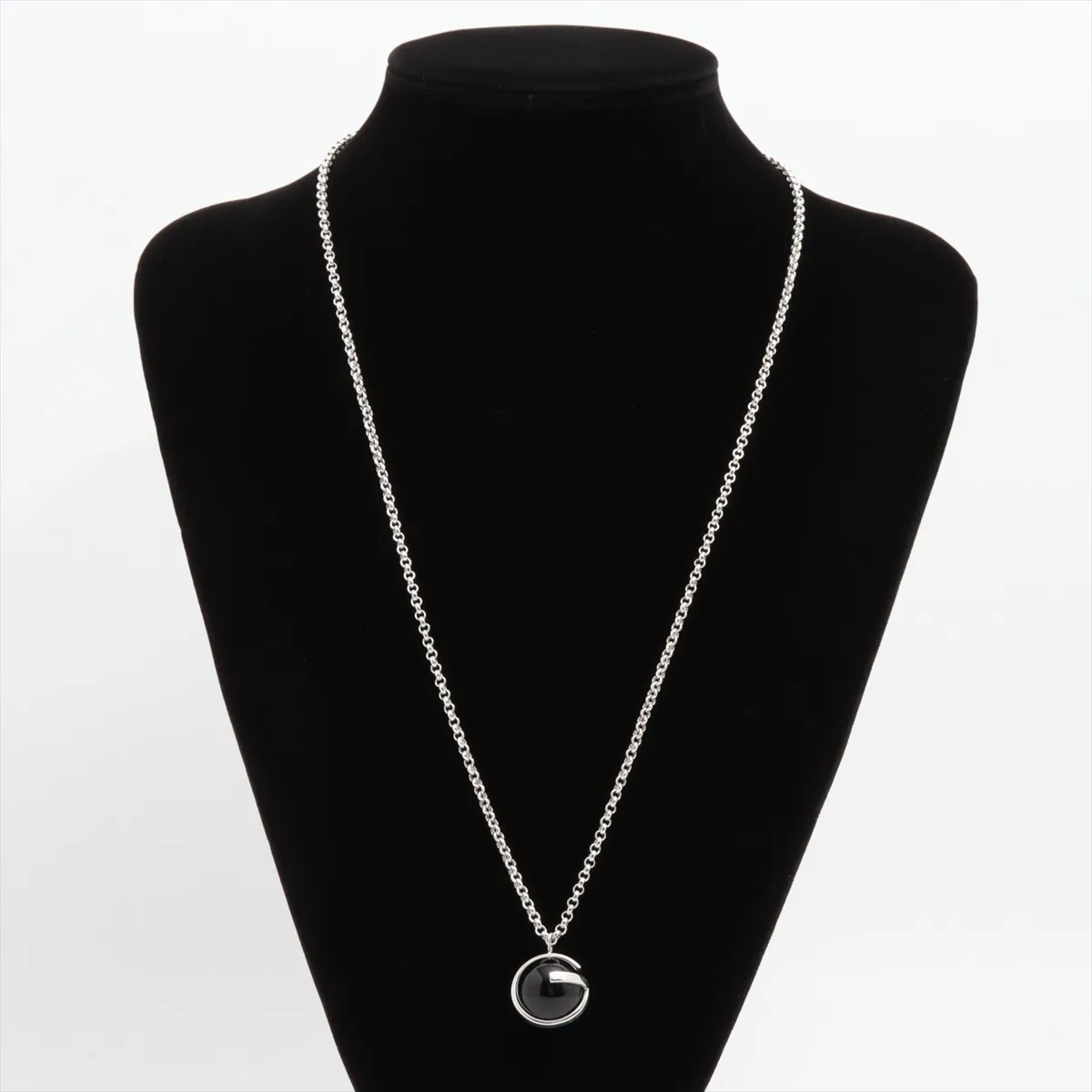 Long Necklace 925 x Onyx 28.4g Silver x Black Thread — view 5
