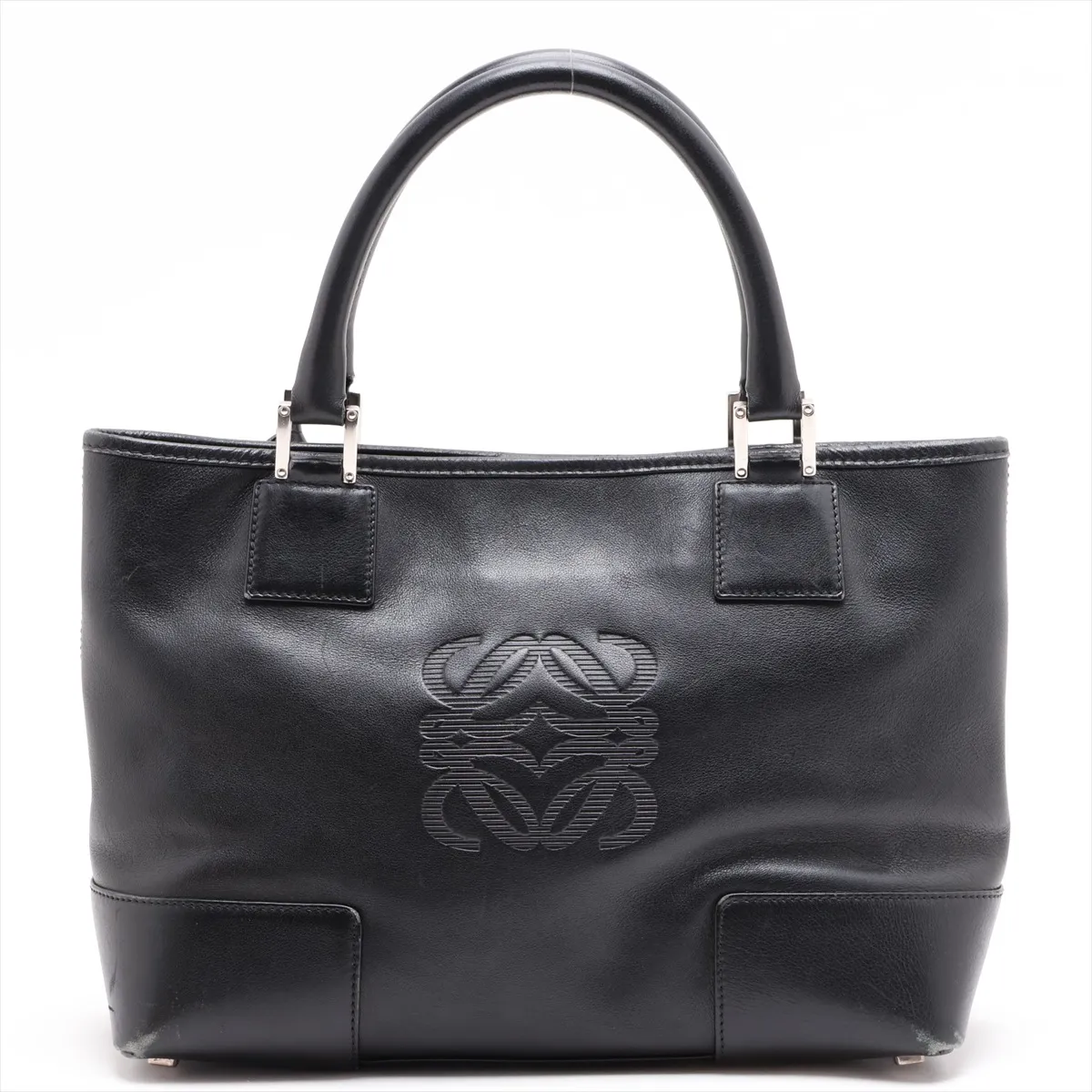Anagram Leather Handbag, Black — view 2