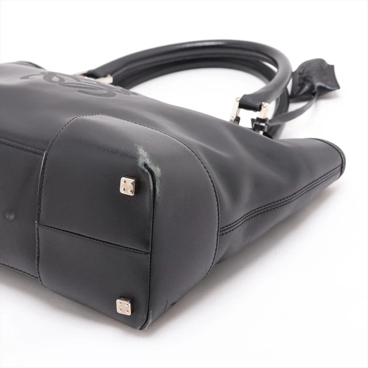 Anagram Leather Handbag, Black — view 3