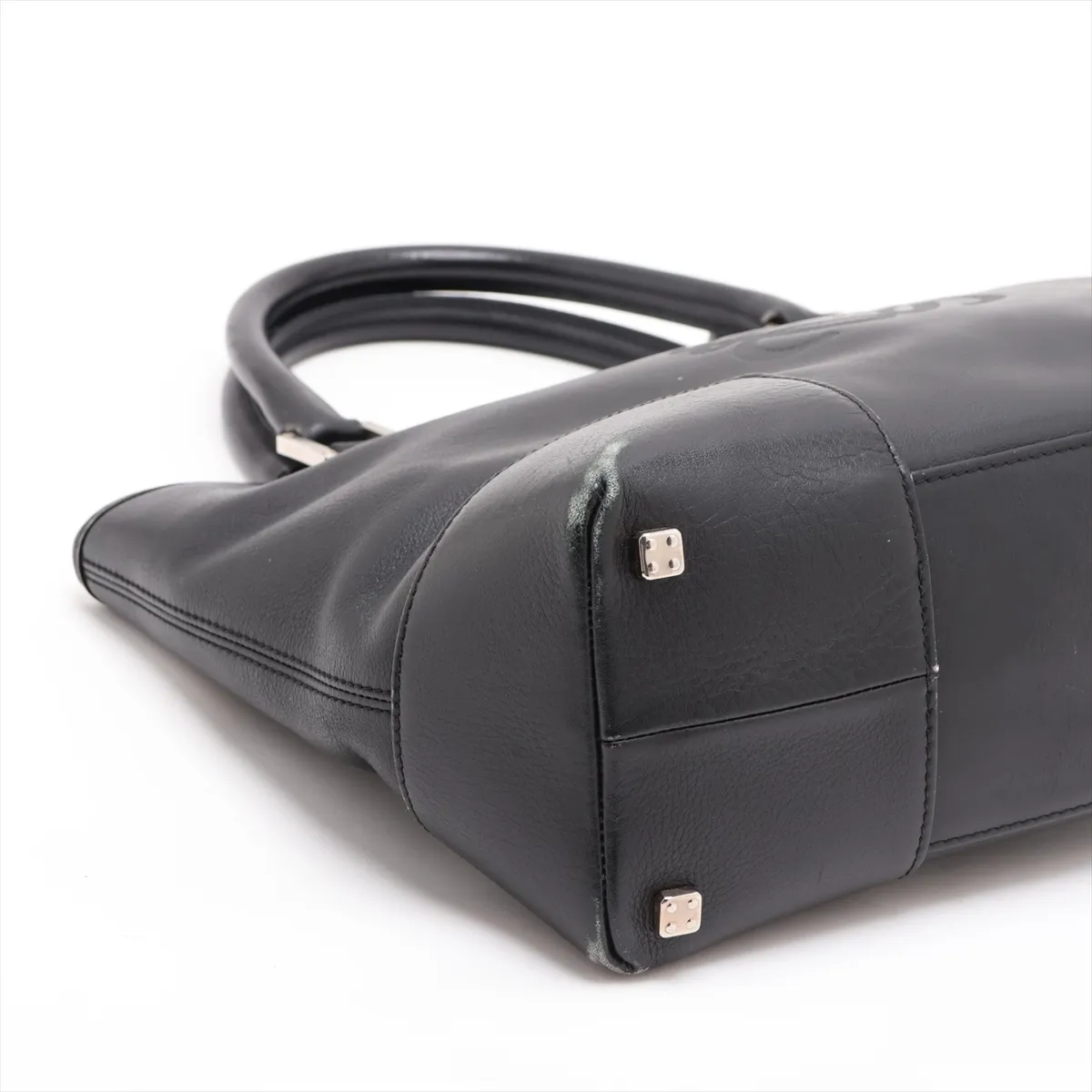 Anagram Leather Handbag, Black — view 4