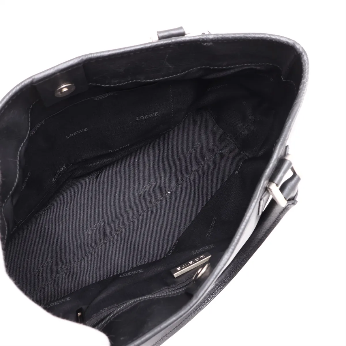 Anagram Leather Handbag, Black — view 7