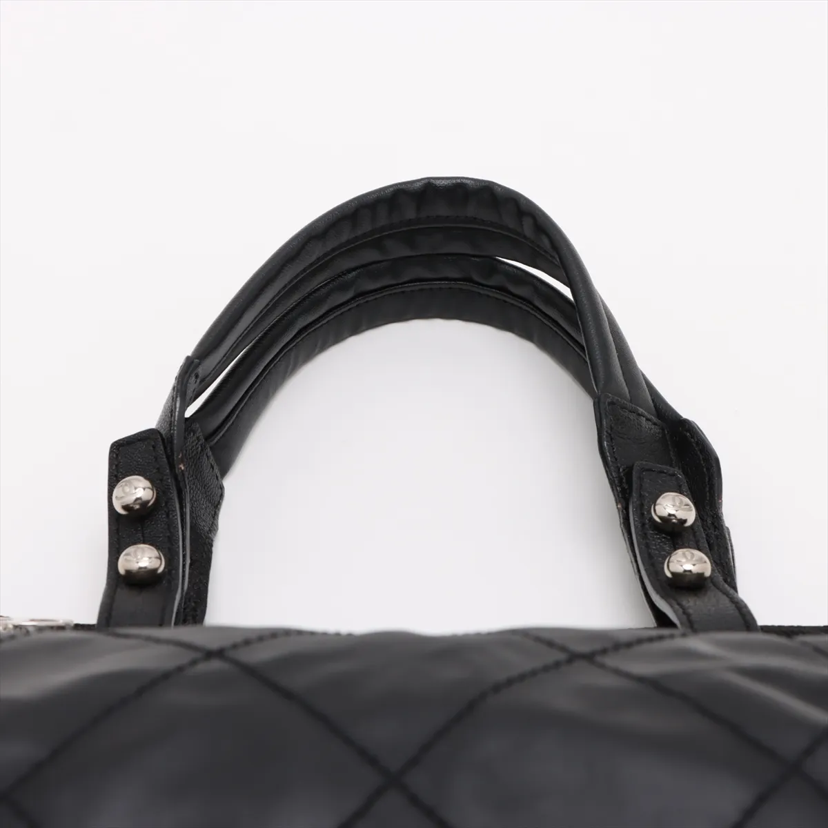Paris Biarritz GM Coated Canvas Tote Bag, Black with Silver Hardware, 12518224, Serial Number 12 — view 6