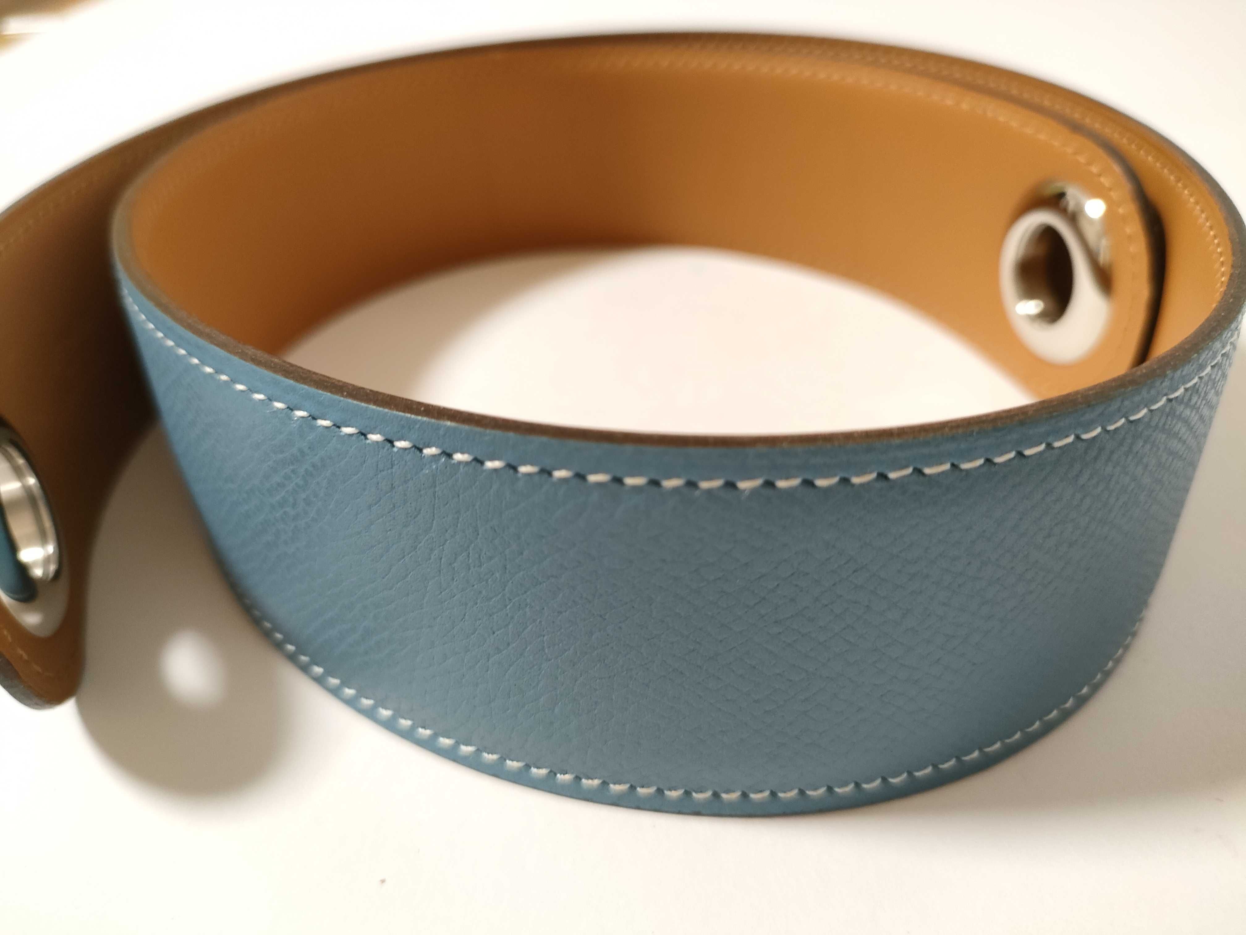 scarf belt, blue with silver hardware, unused. — view 6