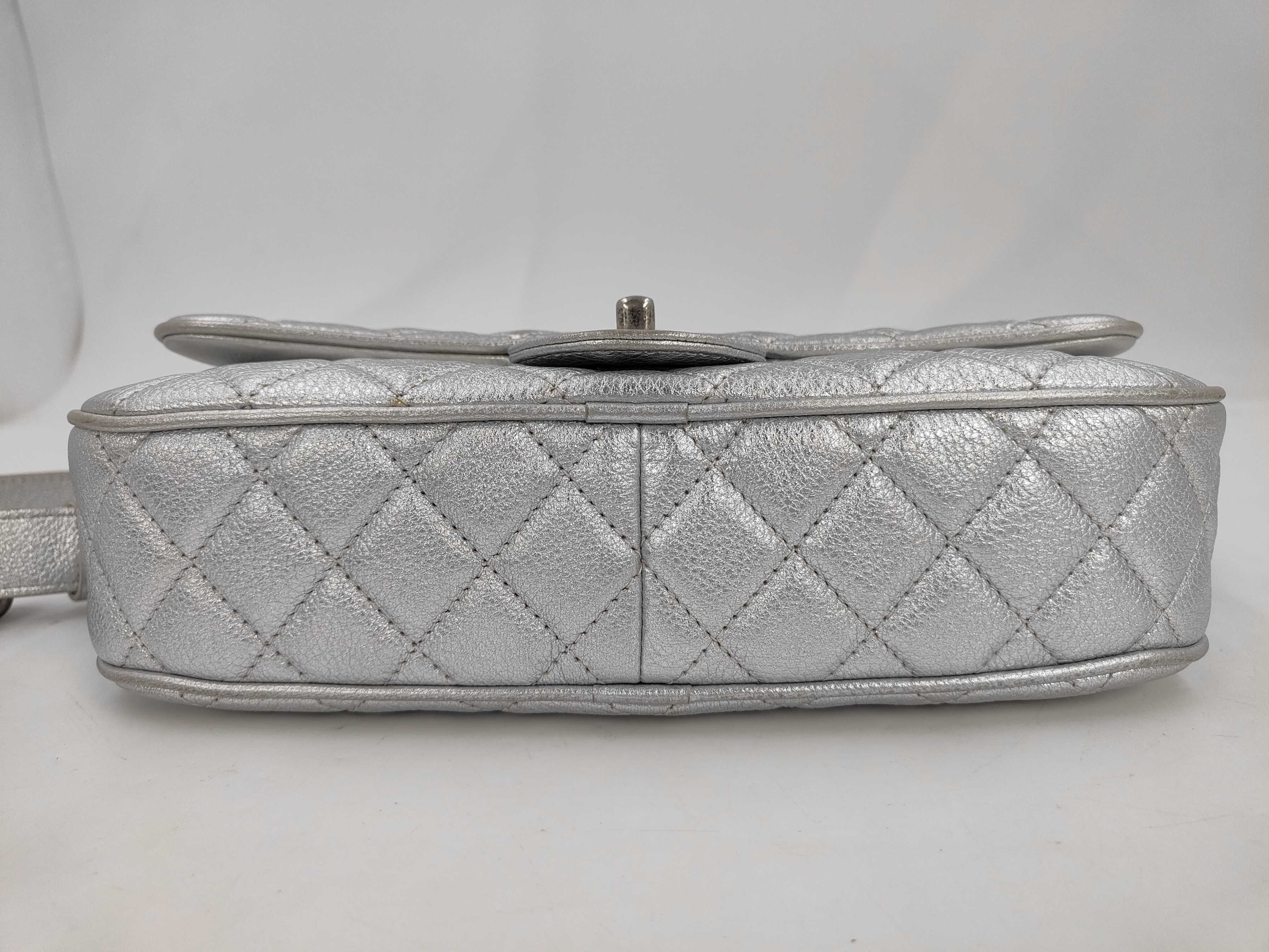 Matelassé Silver Coco Chain Shoulder Bag — view 7