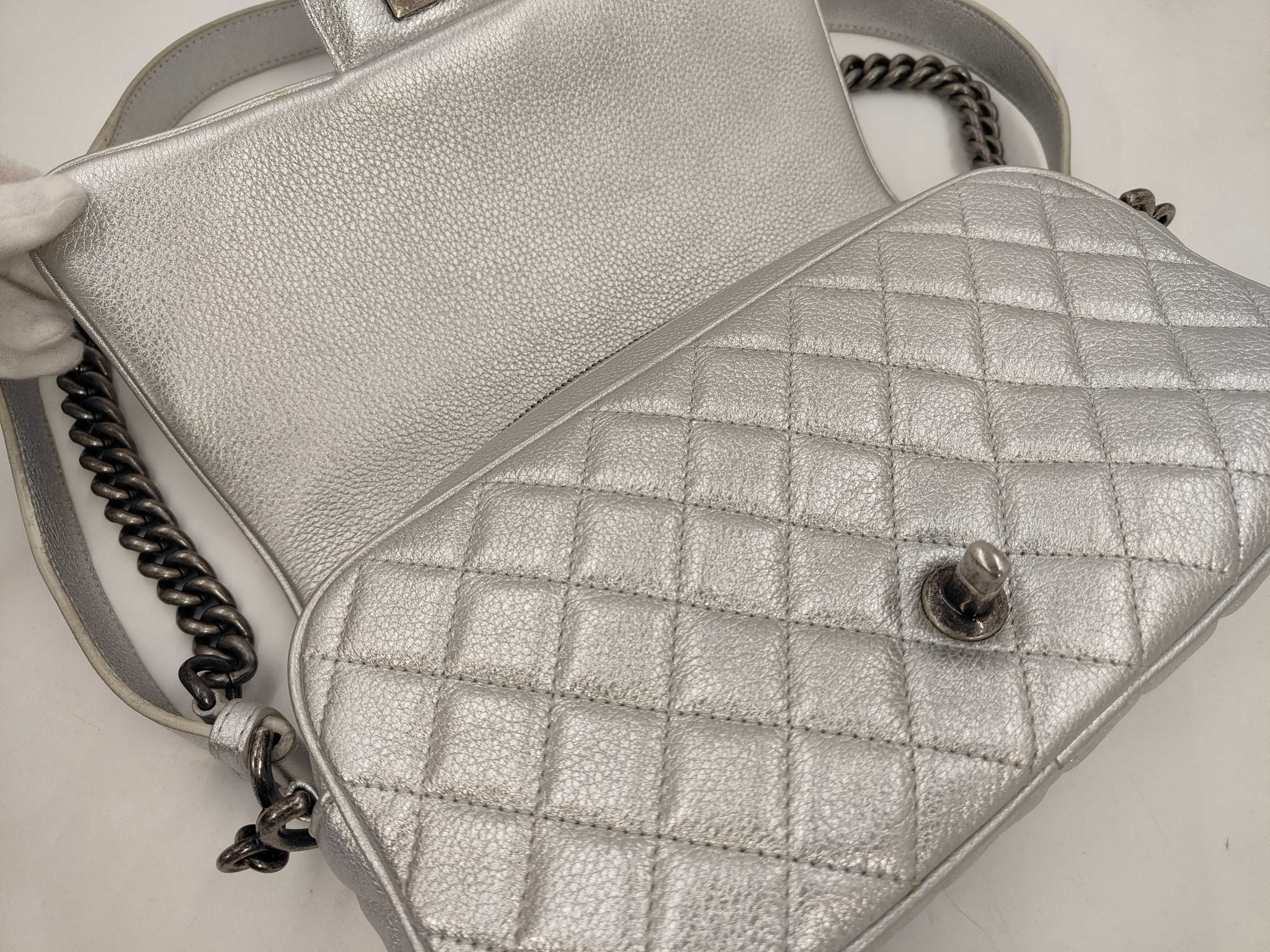 Matelassé Silver Coco Chain Shoulder Bag — view 8