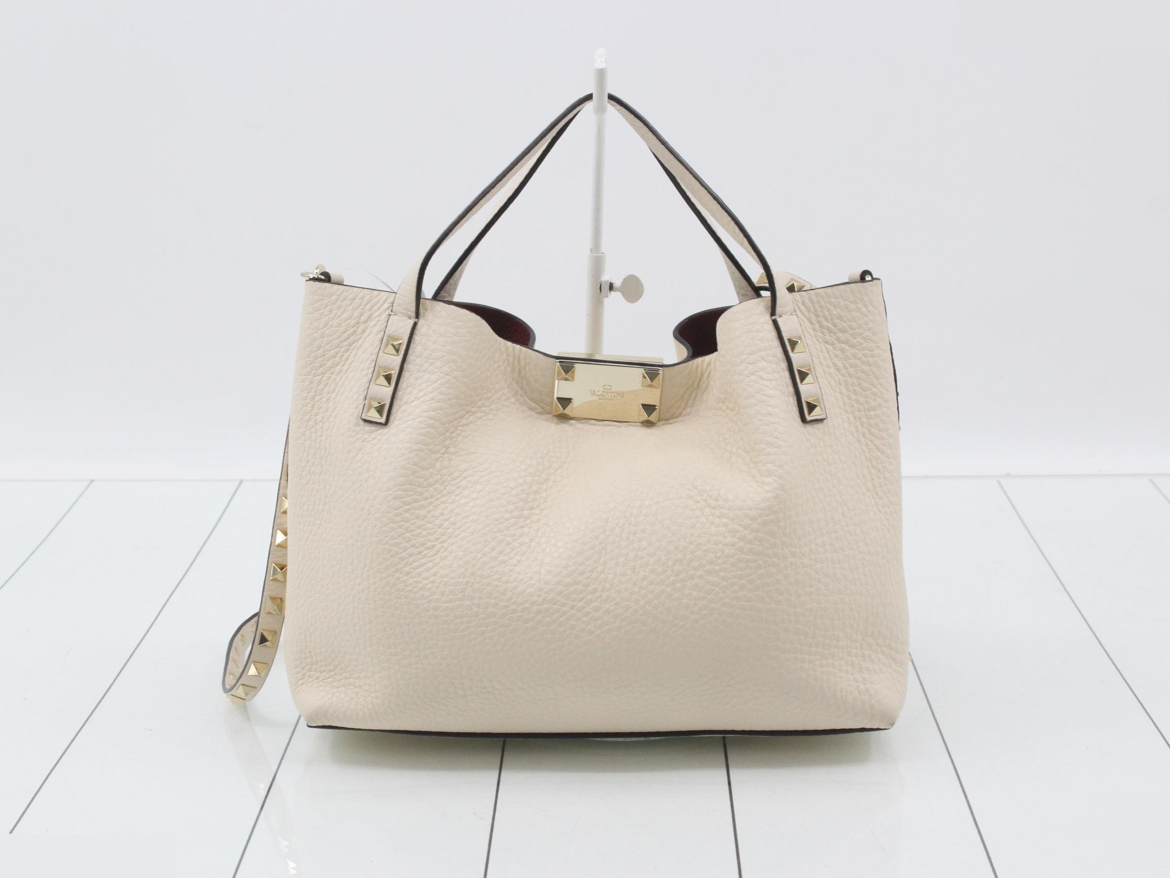 2-way bag, ivory leather, studs — view 2
