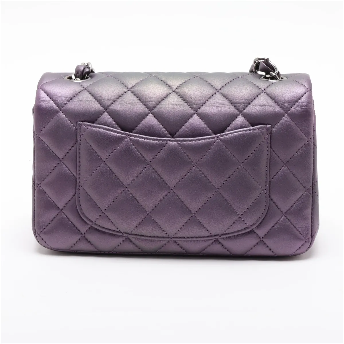 Mini Matelassé 20 Lambskin Single Flap Single Chain Bag, Purple, Silver Hardware, 24102503, Serial Number 24, A69900 — view 2