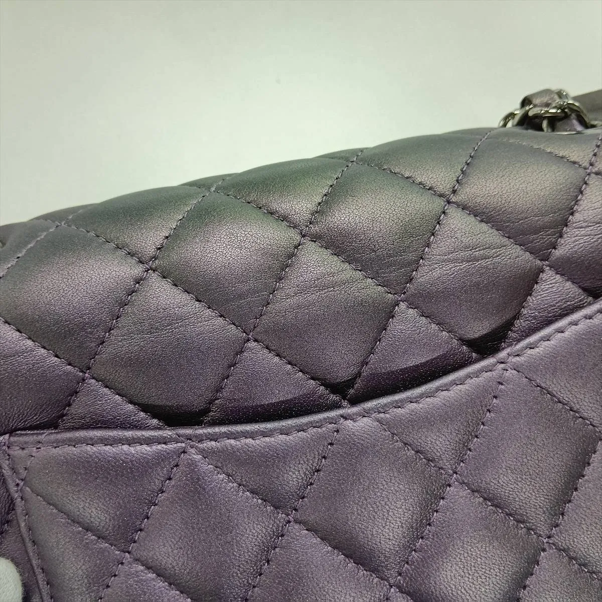Mini Matelassé 20 Lambskin Single Flap Single Chain Bag, Purple, Silver Hardware, 24102503, Serial Number 24, A69900 — view 11