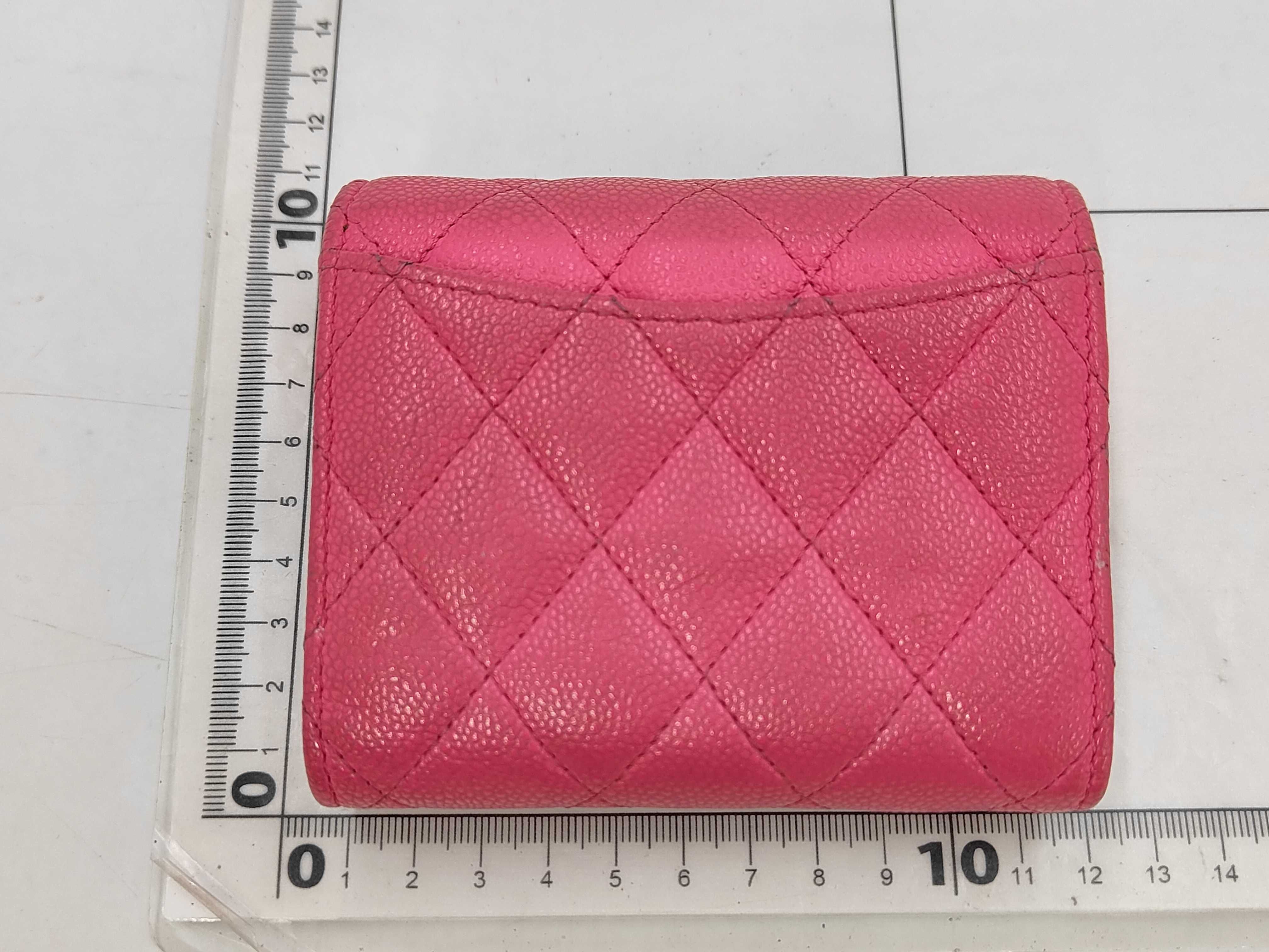 Matelassé Caviar Skin Pink Coco Mark Wallet — view 2