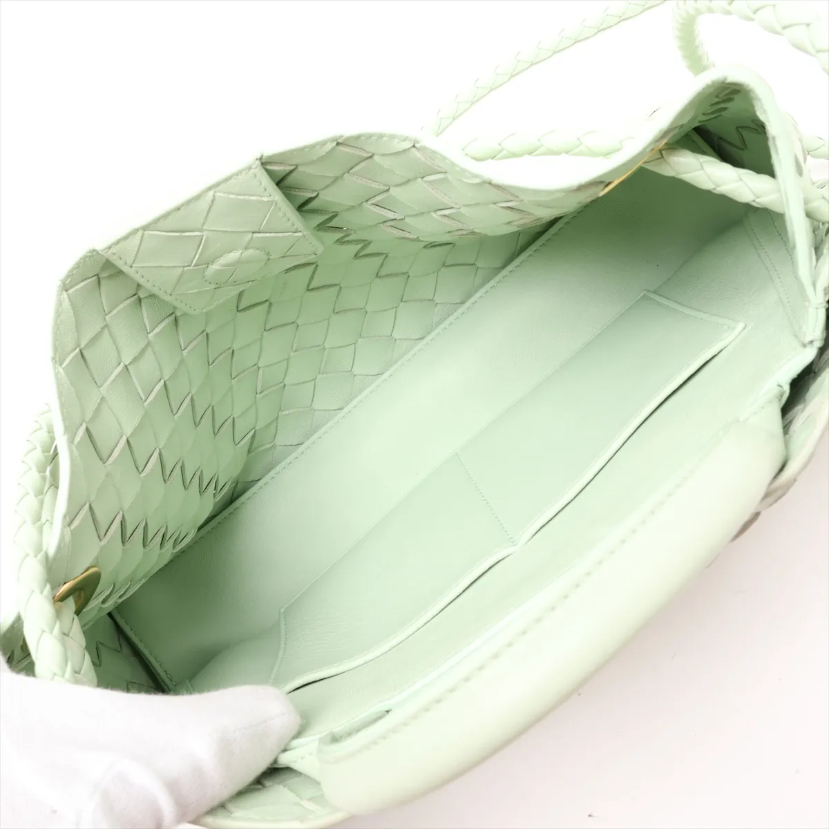 Intrecciato East West Andiamo Leather 2-Way Handbag Green — view 11