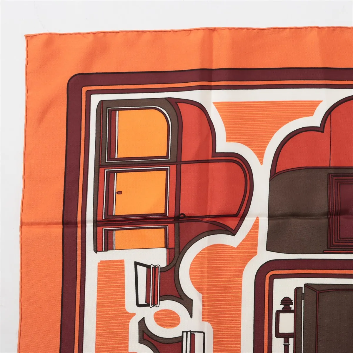 Carre 90 LES COUPES Coupe Scarf, Silk, Orange, with wear, — view 2