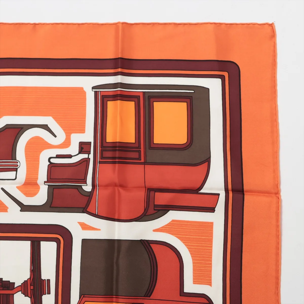 Carre 90 LES COUPES Coupe Scarf, Silk, Orange, with wear, — view 3