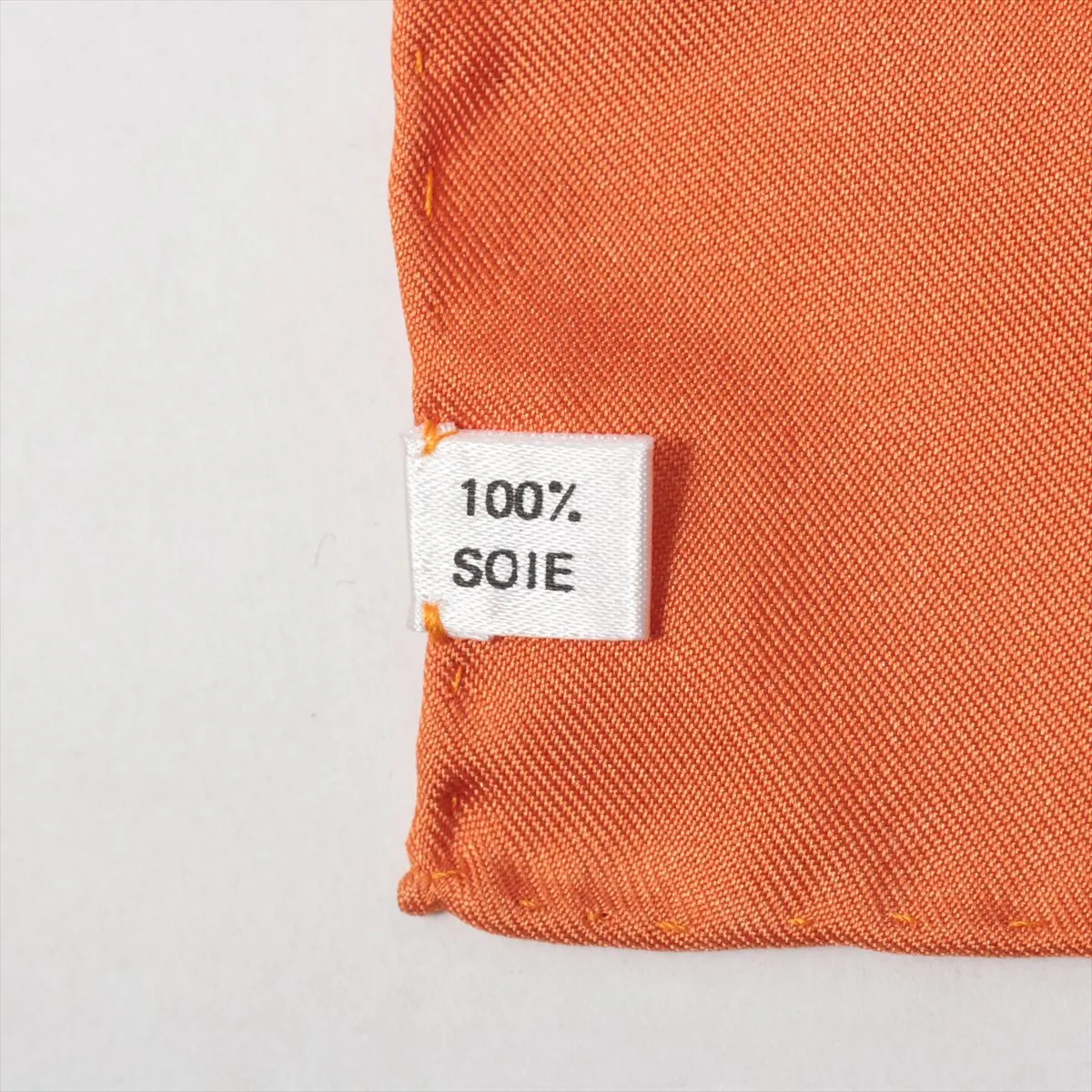 Carre 90 LES COUPES Coupe Scarf, Silk, Orange, with wear, — view 7