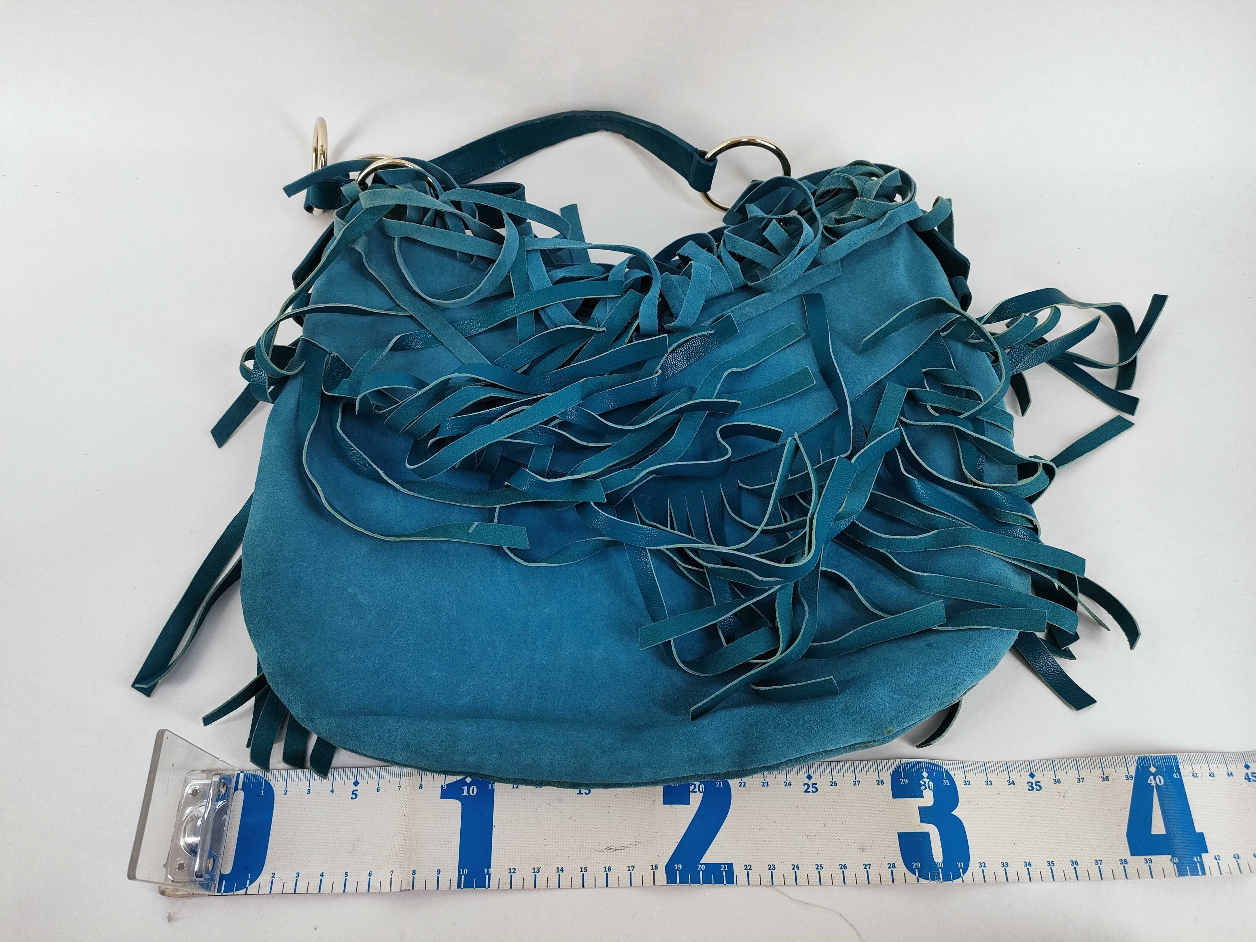 Saint Tropez Suede Shoulder Bag with Fringe by Rive Gauche — view 2