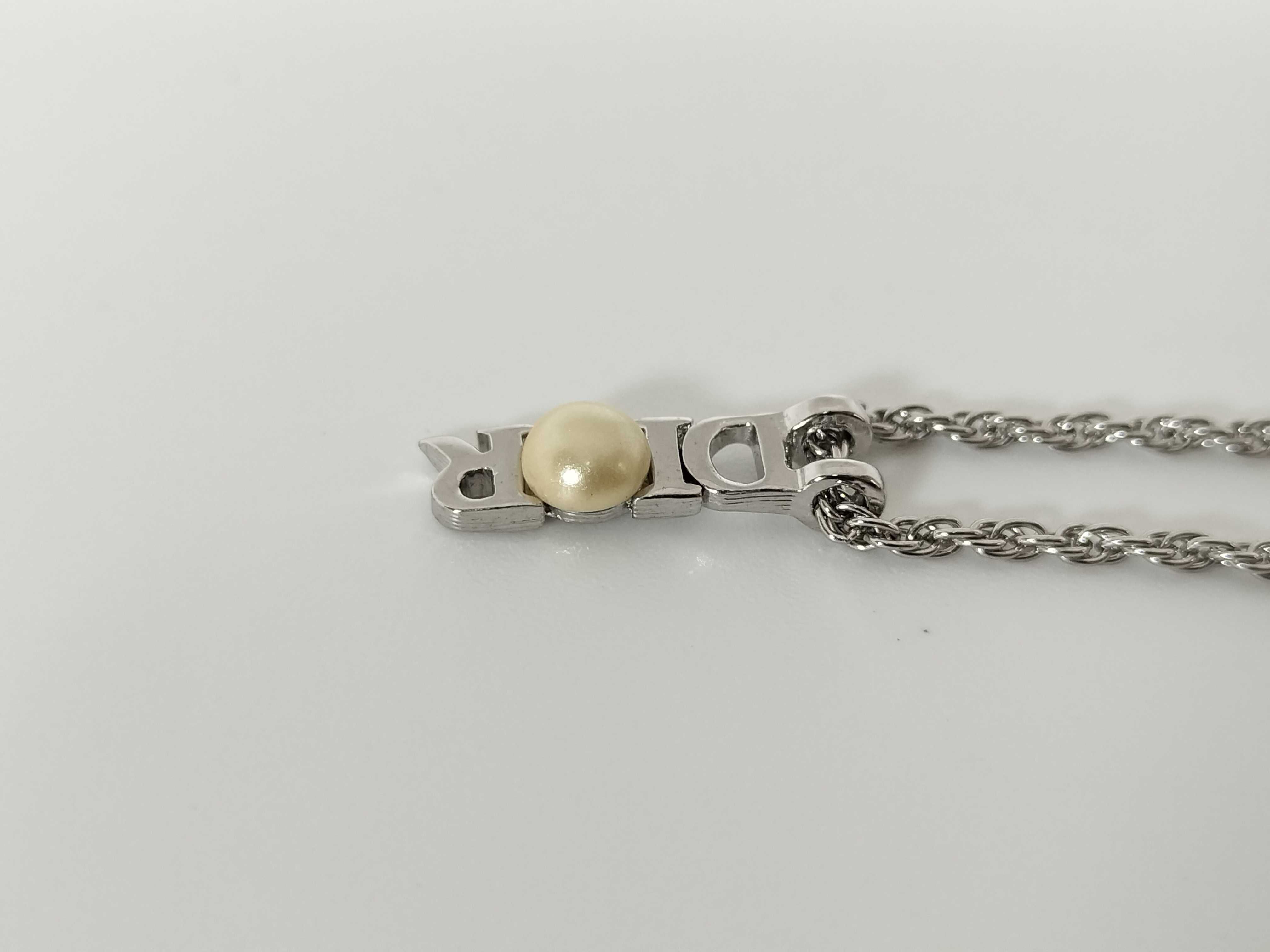 logo pearl necklace, sterling silver plated, minor scratches. — view 3