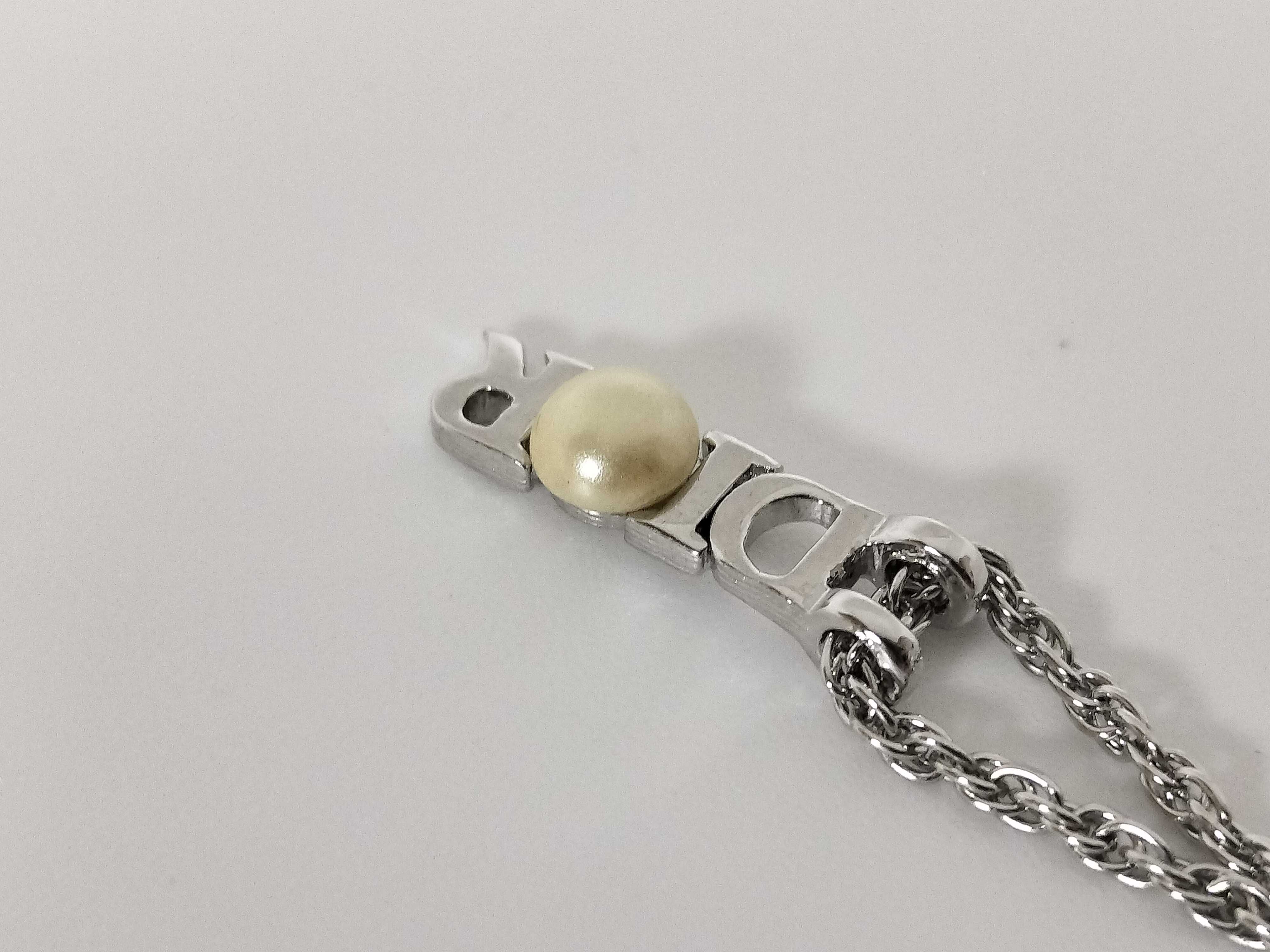 logo pearl necklace, sterling silver plated, minor scratches. — view 6