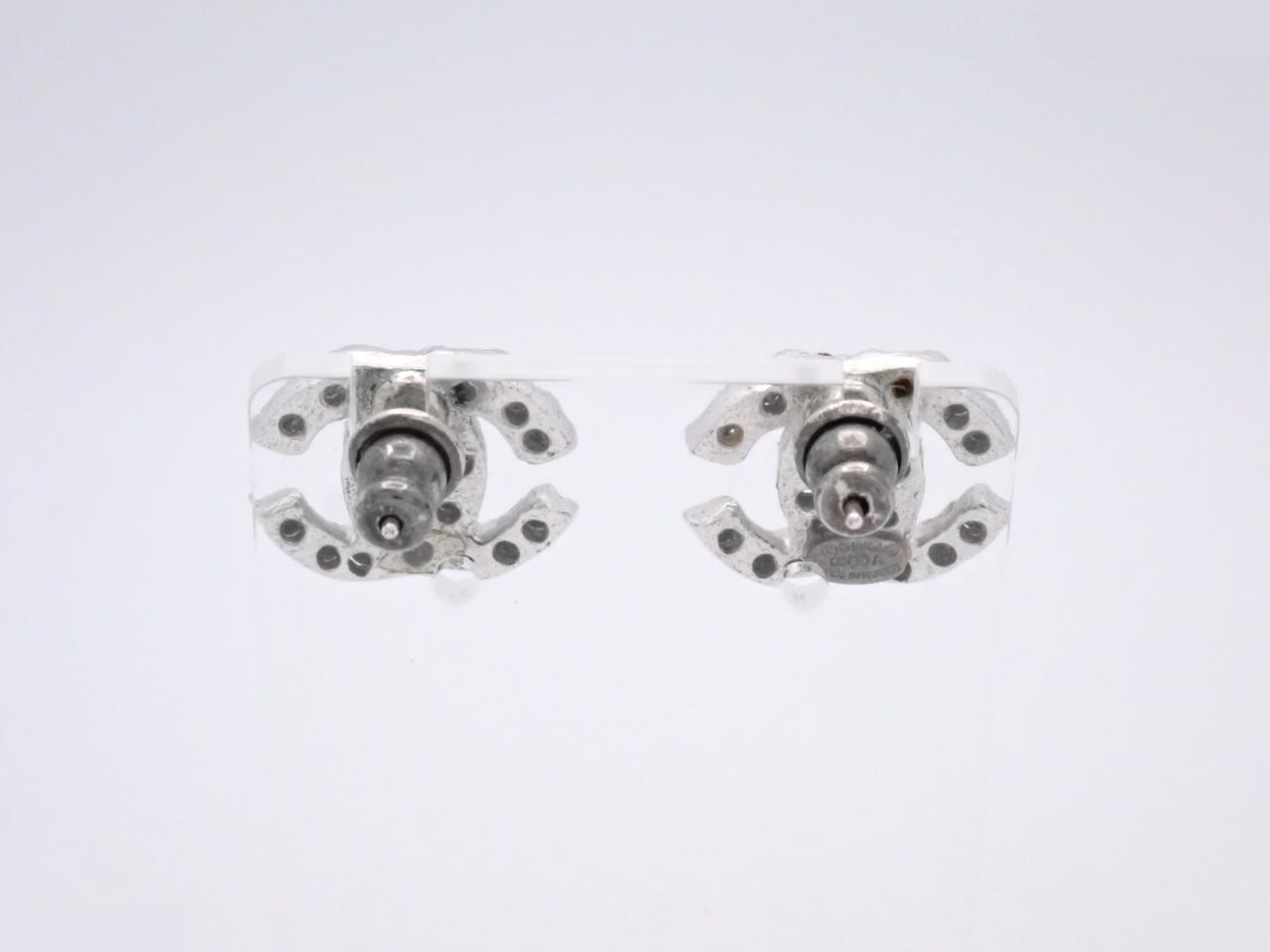 Rhinestone earrings, silver, 03A — view 2