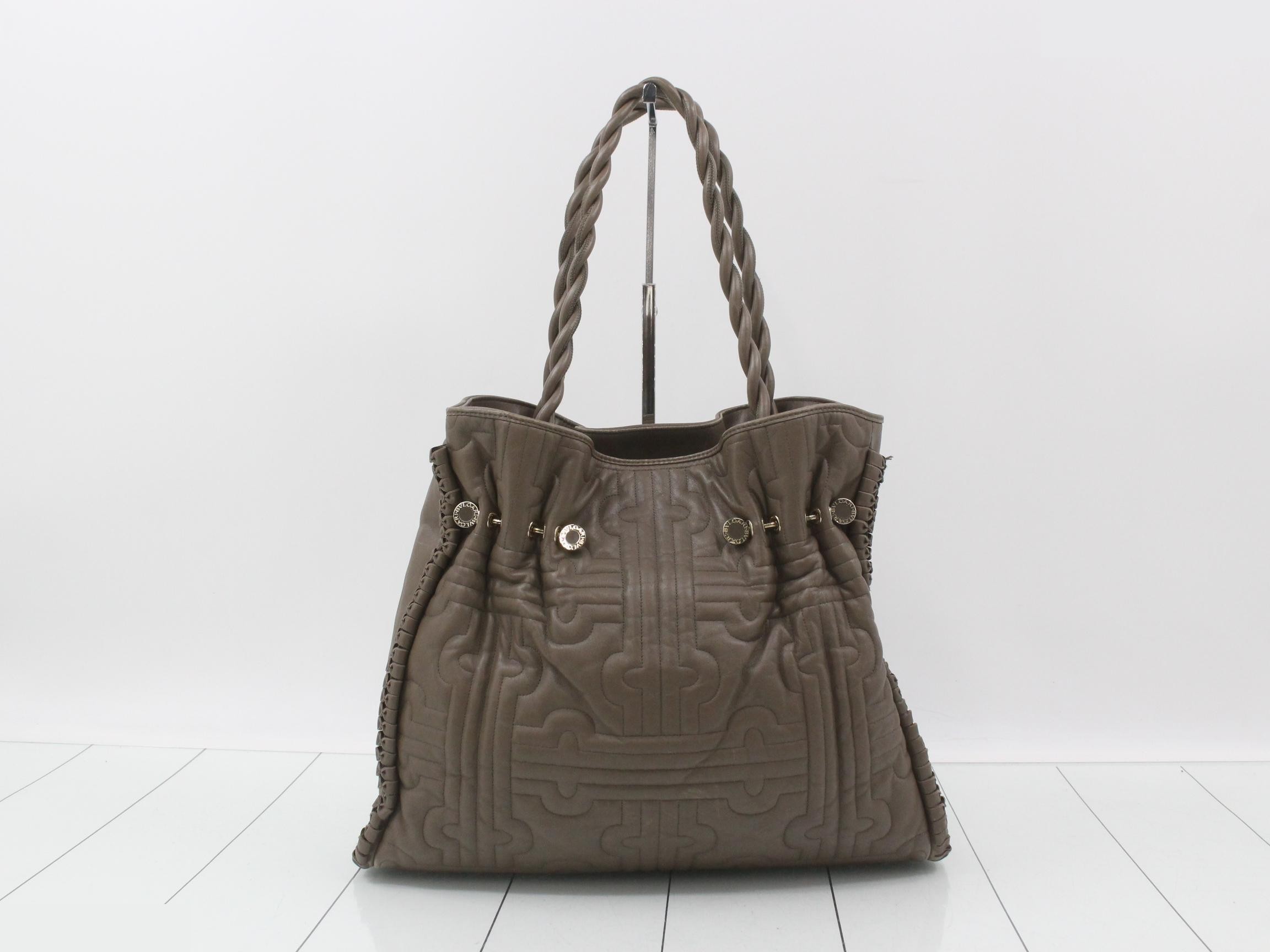 Leather quilted twist tote bag — view 2