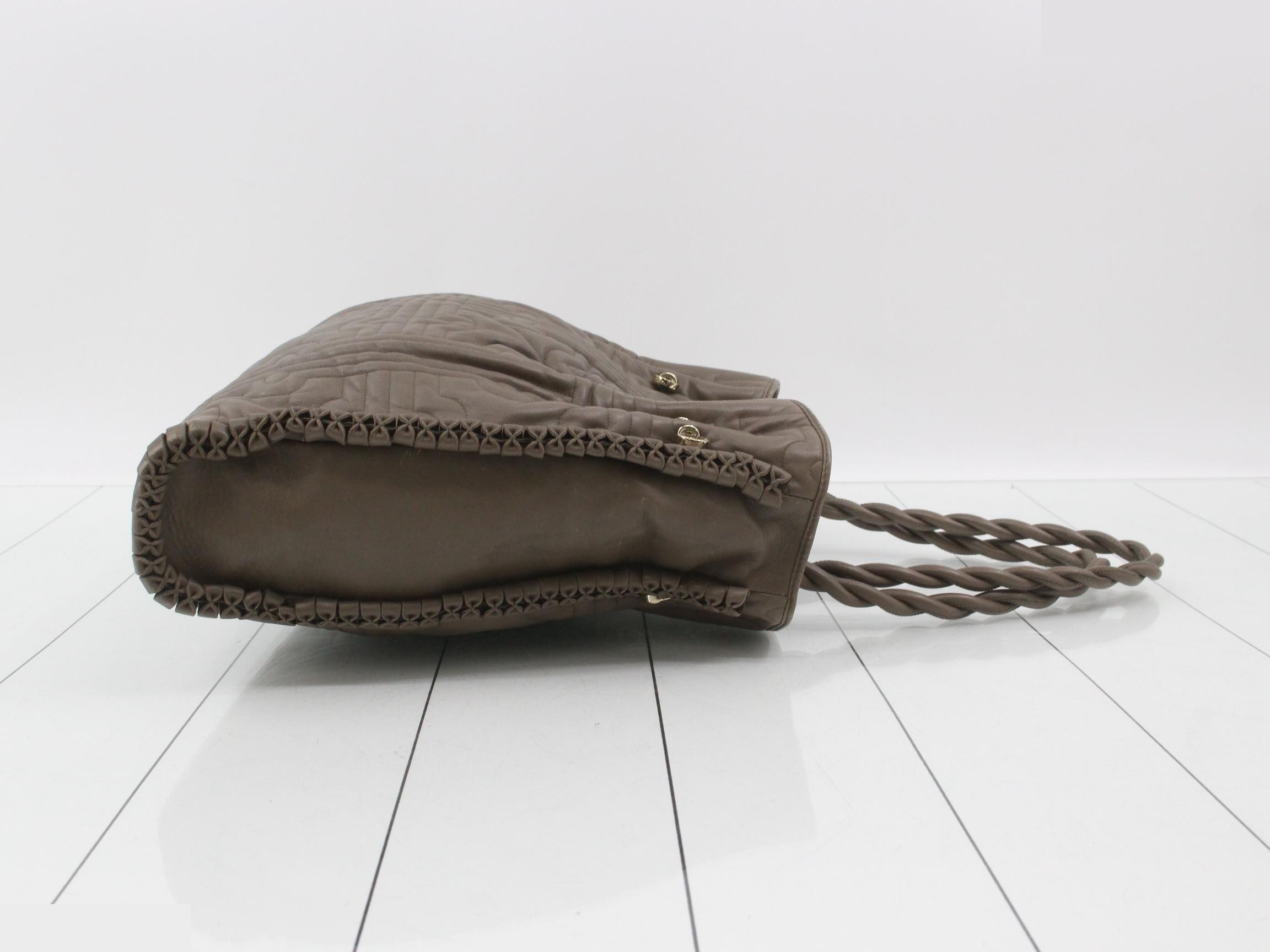 Leather quilted twist tote bag — view 3