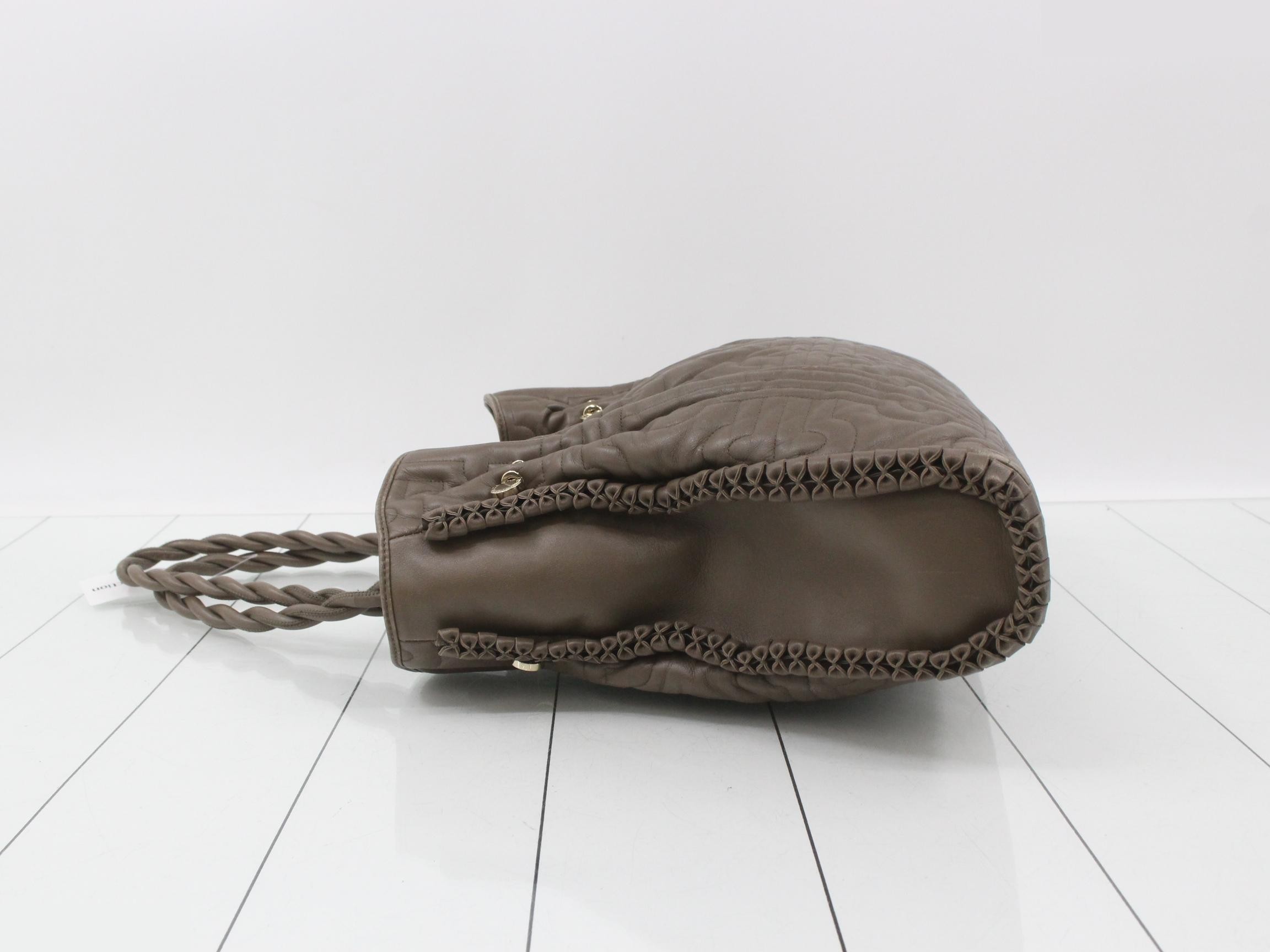 Leather quilted twist tote bag — view 4