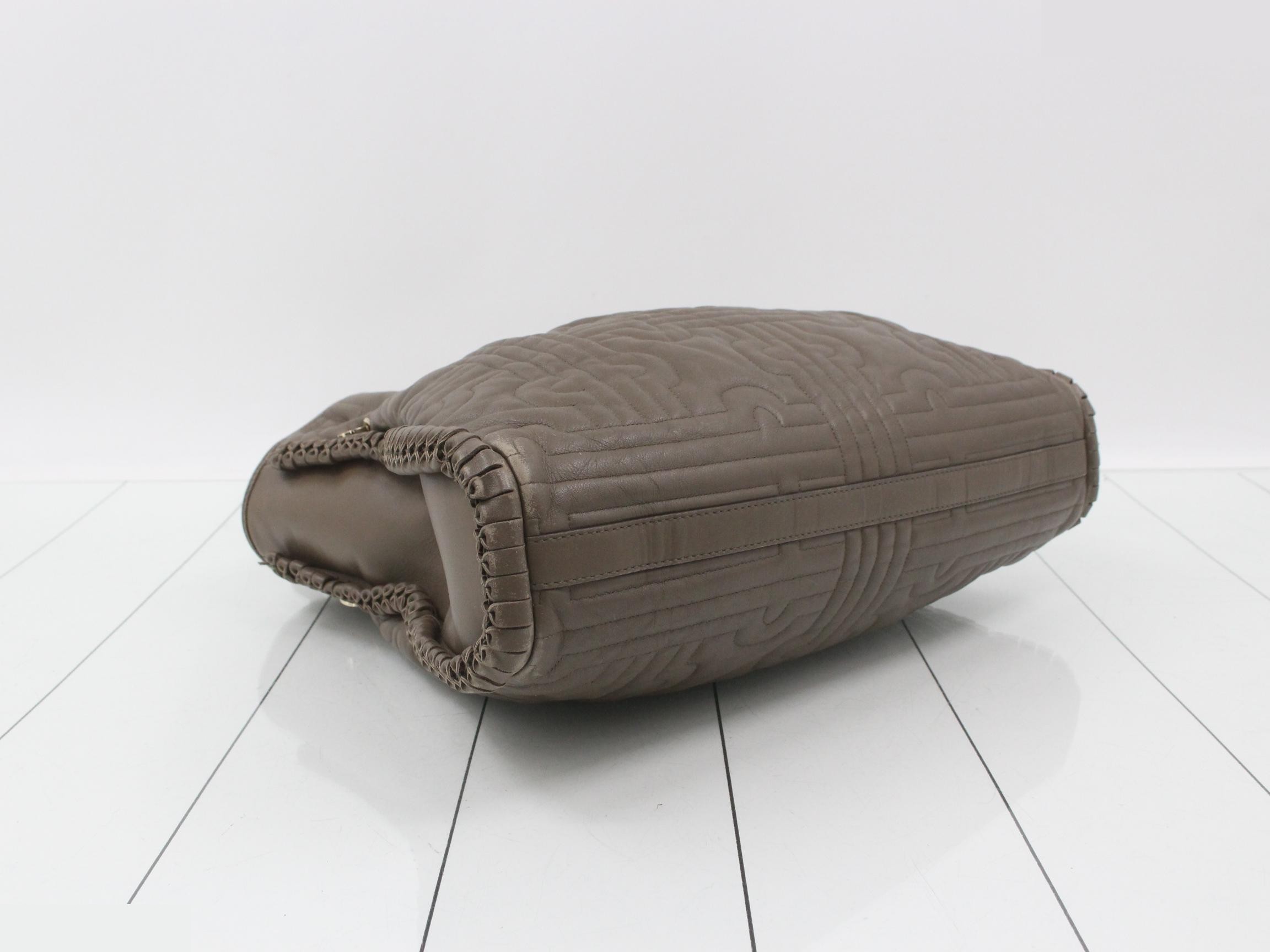 Leather quilted twist tote bag — view 5