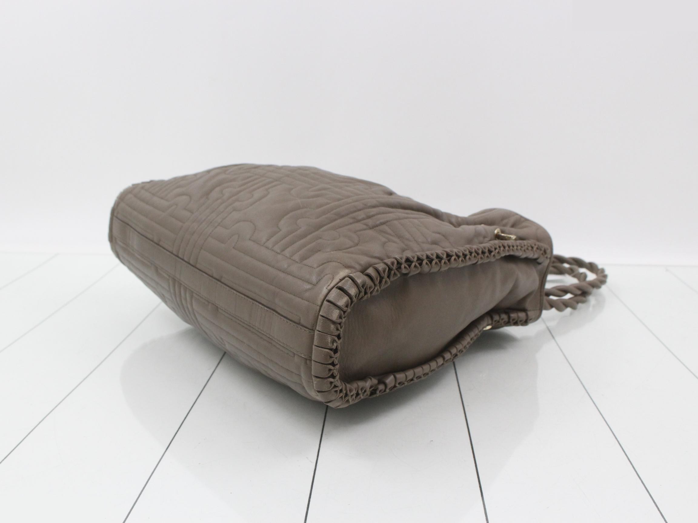 Leather quilted twist tote bag — view 6