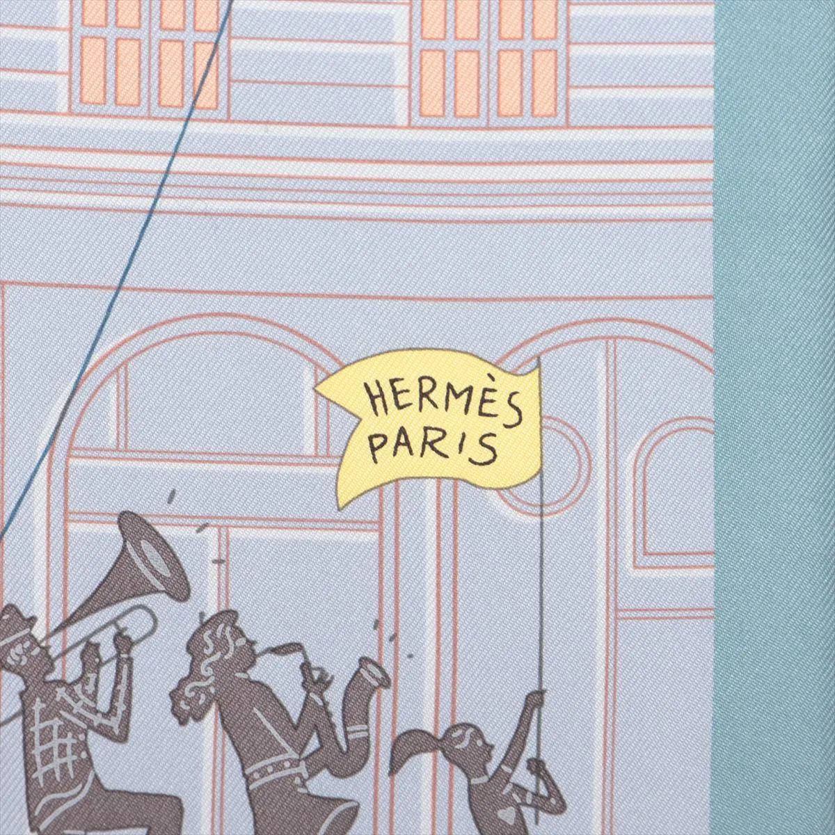Carre 90 HERMES PARADE scarf, silk, blue. Slight wear and — view 6