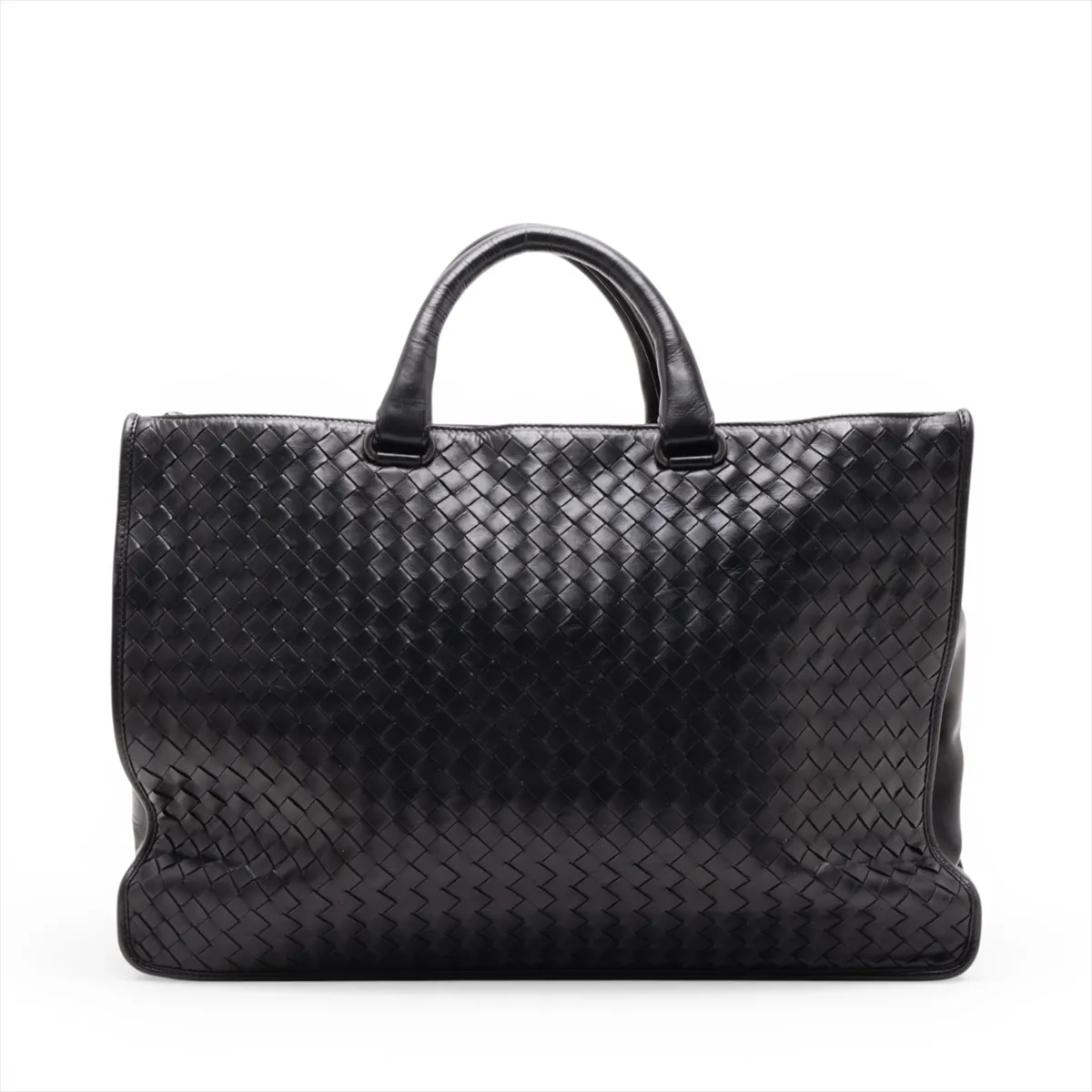 Intrecciato Leather Handbag, Black