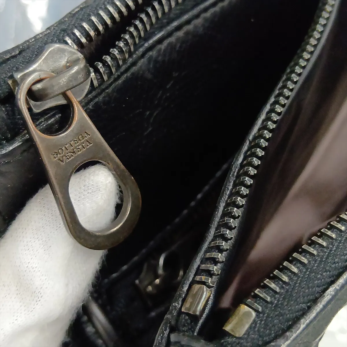 Intrecciato Leather Handbag, Black — view 13