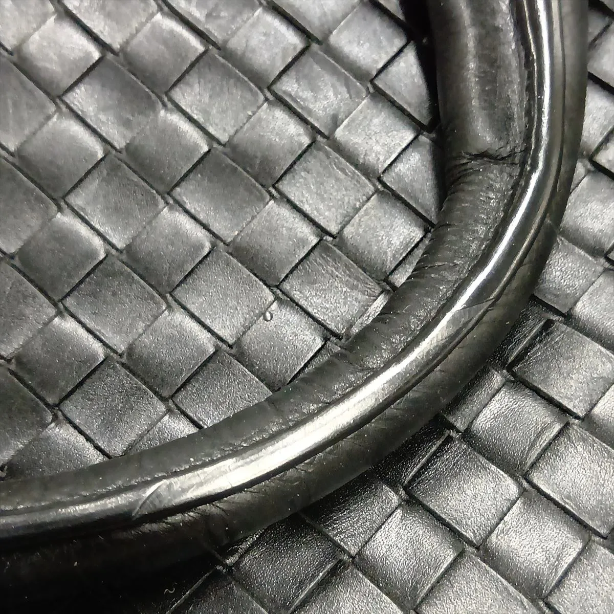 Intrecciato Leather Handbag, Black — view 14