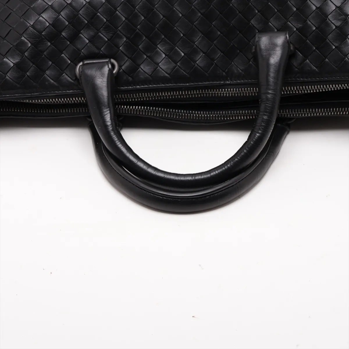 Intrecciato Leather Handbag, Black — view 5