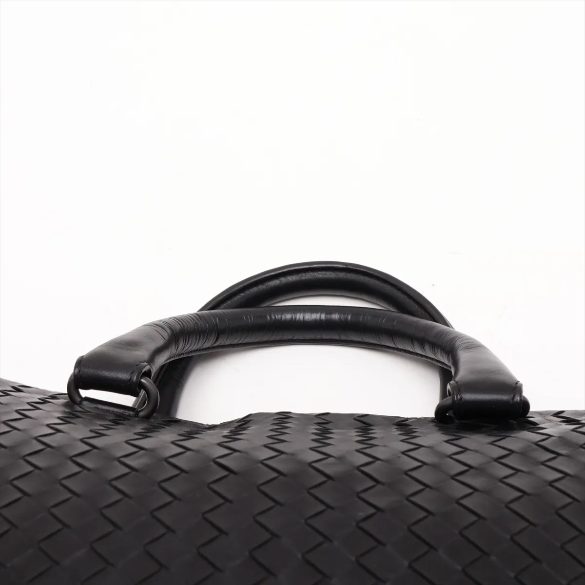 Intrecciato Leather Handbag, Black — view 6