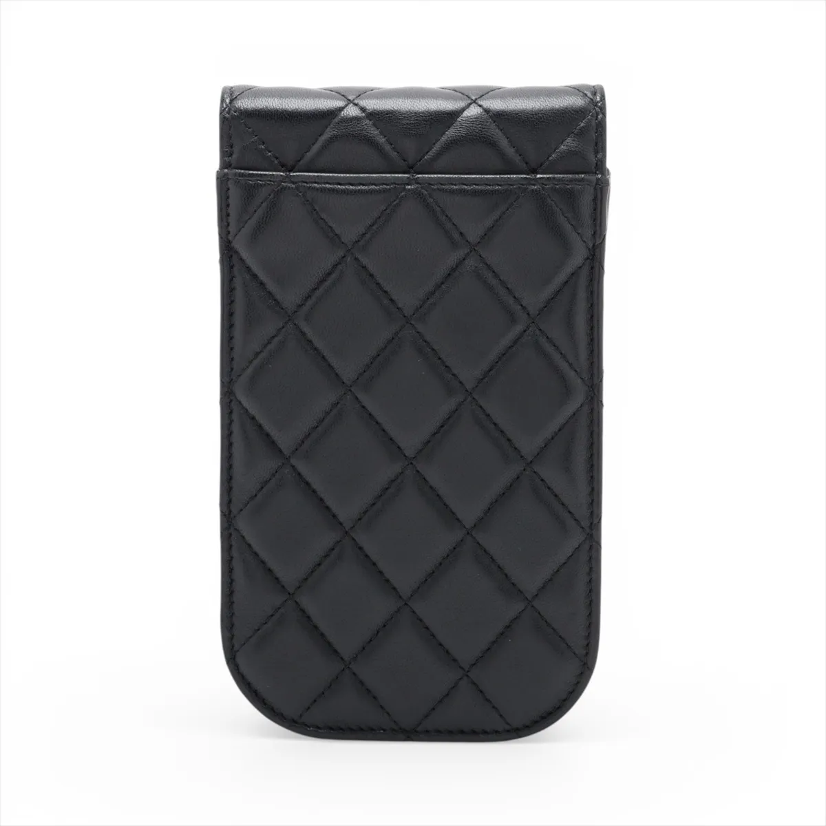 Matelassé Lambskin Chain Shoulder Bag Phone Case Black Gold Hardware 28717760 (Serial Number 28) — view 2