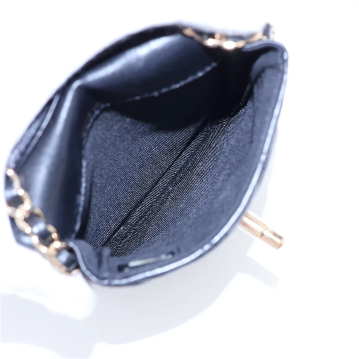 Matelassé Lambskin Chain Shoulder Bag Phone Case Black Gold Hardware 28717760 (Serial Number 28) — view 6