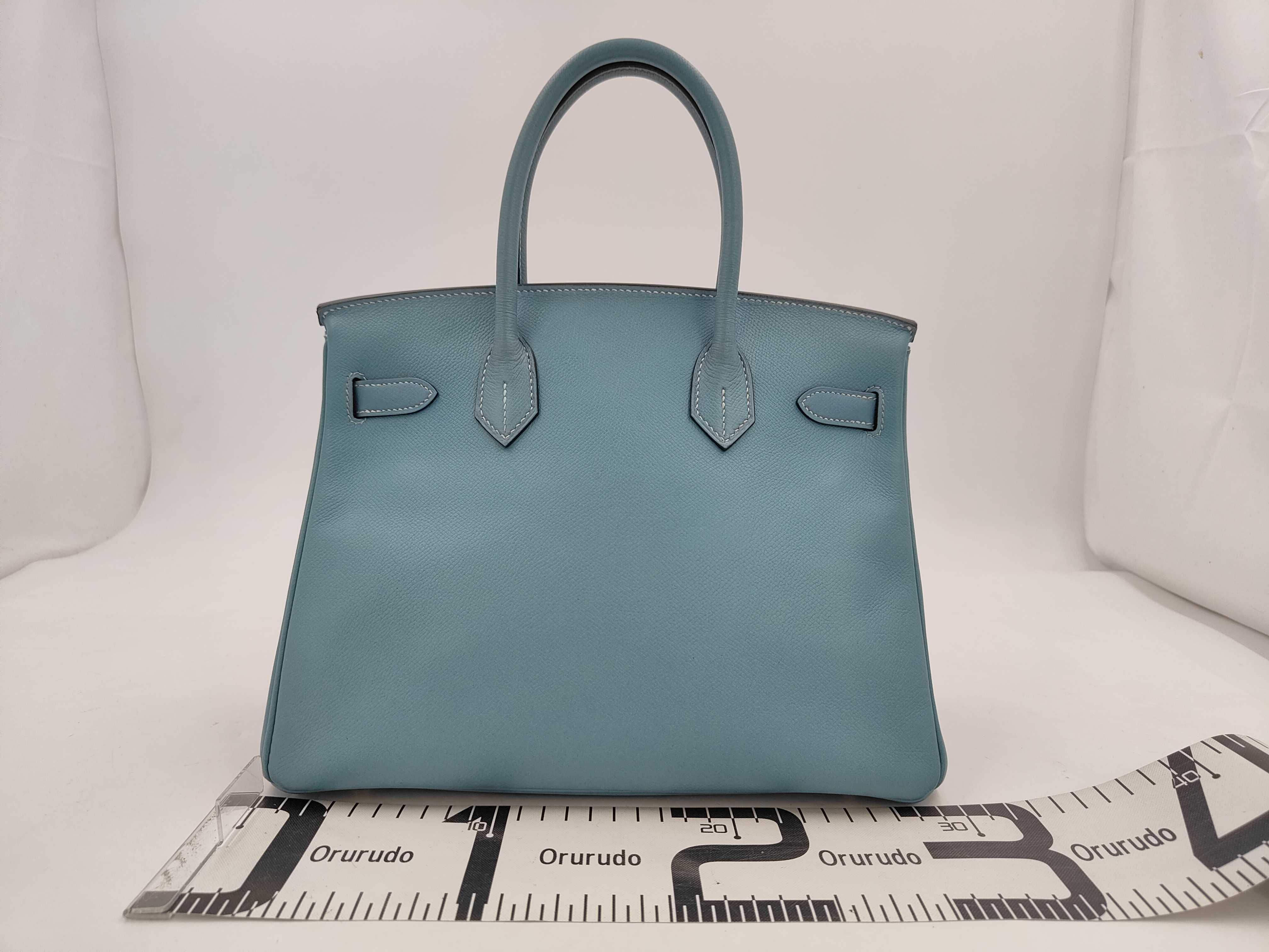 Birkin 30 Epsom Blue Jean Silver Hardware I Stamp Handbag — view 2