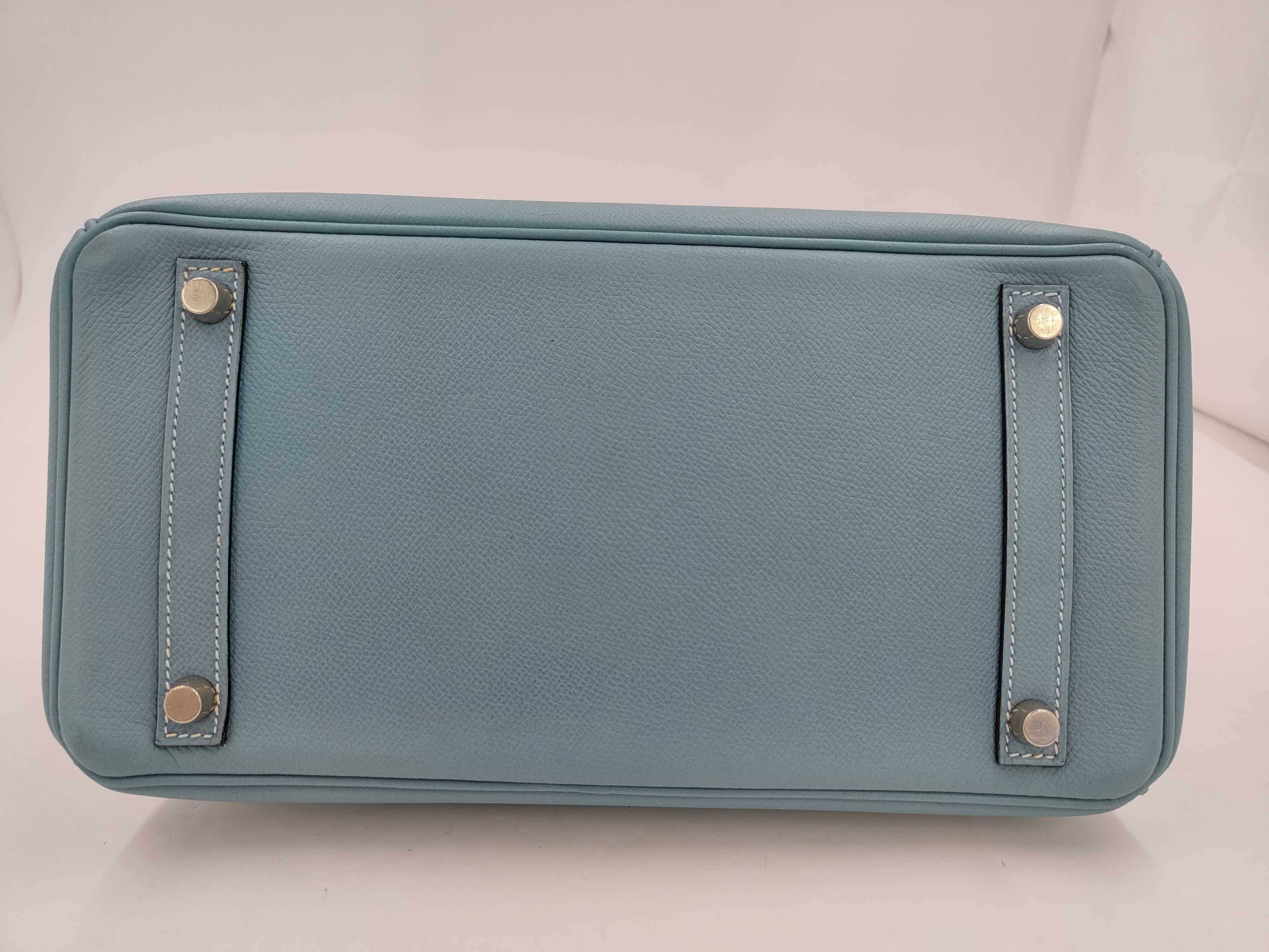 Birkin 30 Epsom Blue Jean Silver Hardware I Stamp Handbag — view 3