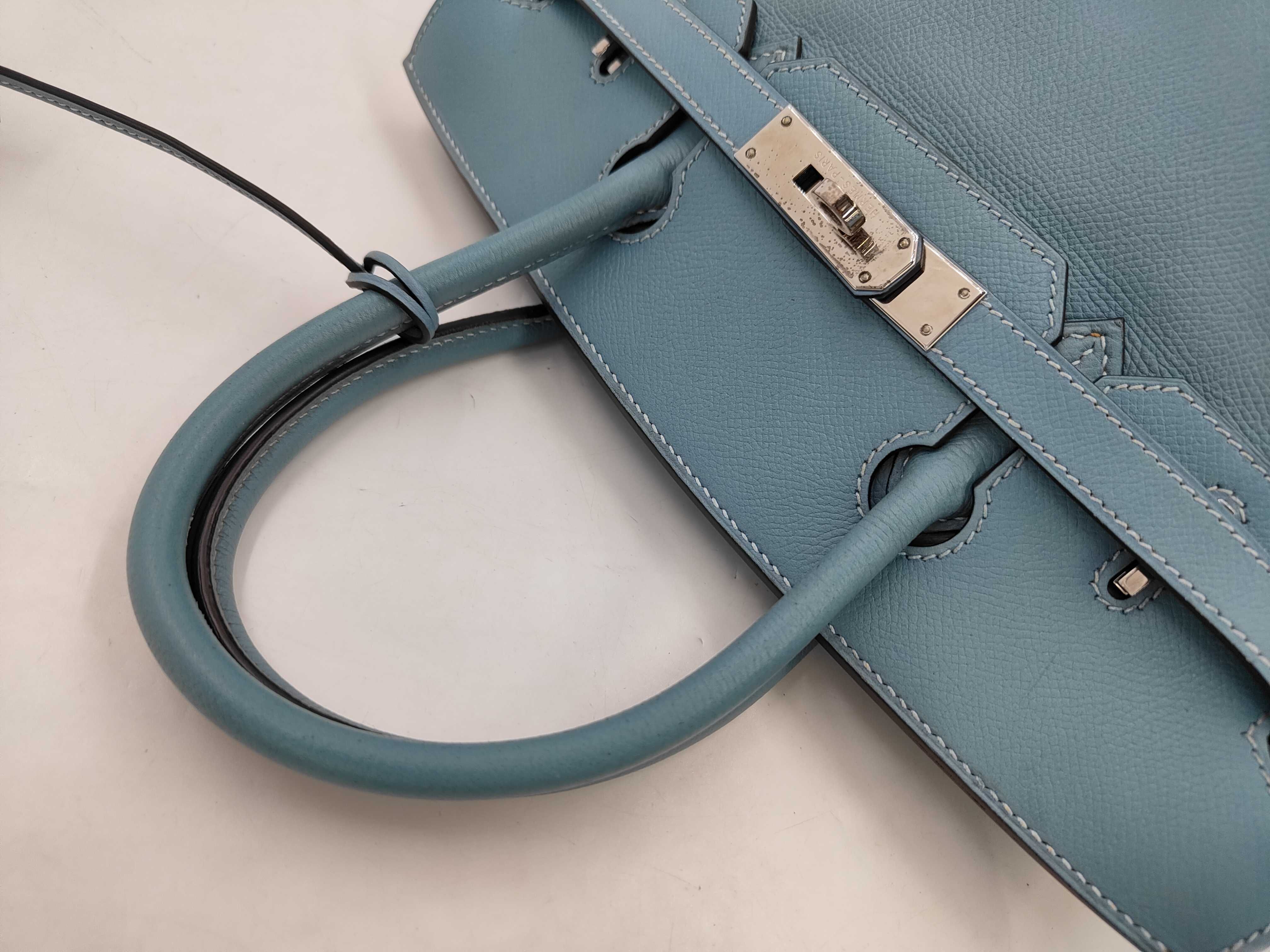 Birkin 30 Epsom Blue Jean Silver Hardware I Stamp Handbag — view 5