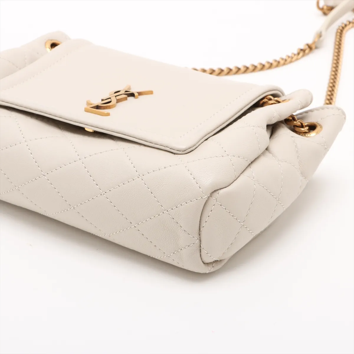 Mini Nolita Leather Chain Shoulder Bag, White, 672738 — view 3