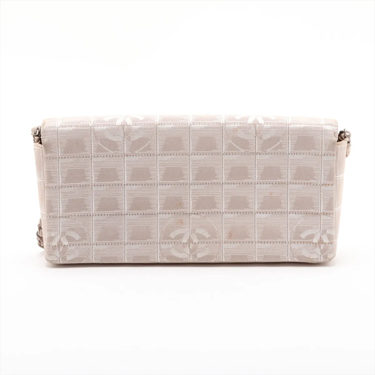 New Travel Line Nylon Chain Shoulder Bag, Beige, Silver Hardware, 6367906, Series 6 — view 2
