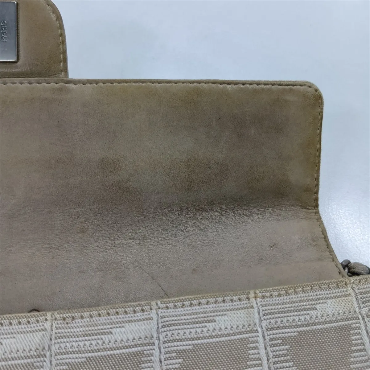 New Travel Line Nylon Chain Shoulder Bag, Beige, Silver Hardware, 6367906, Series 6 — view 12