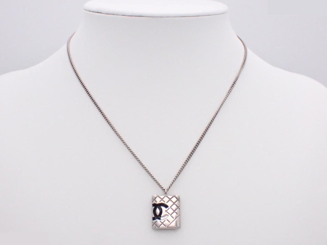 Cambon necklace, black, silver, metal, chain approximately 42cm. — view 3