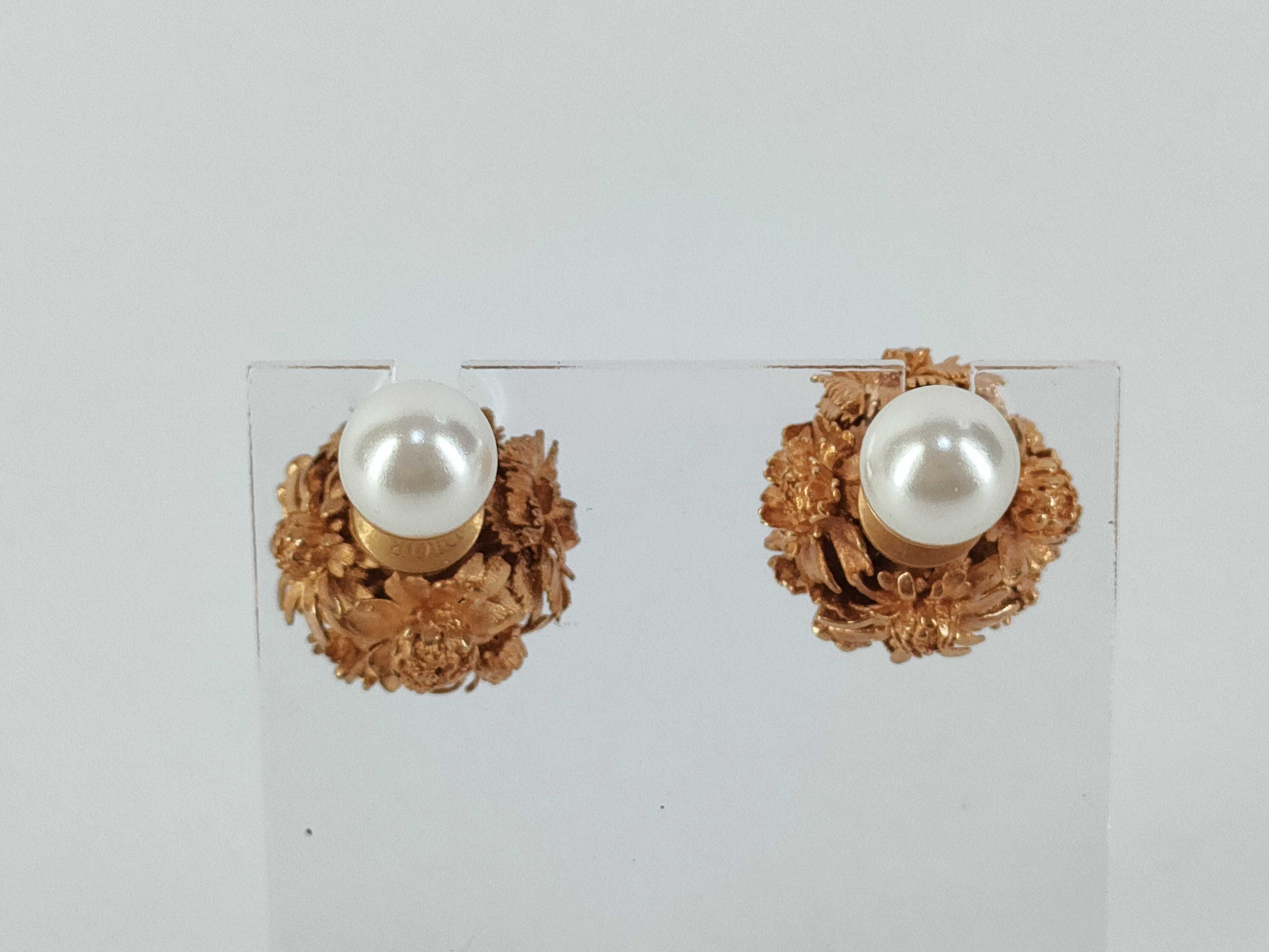 Tribal Flower Pearl Earrings