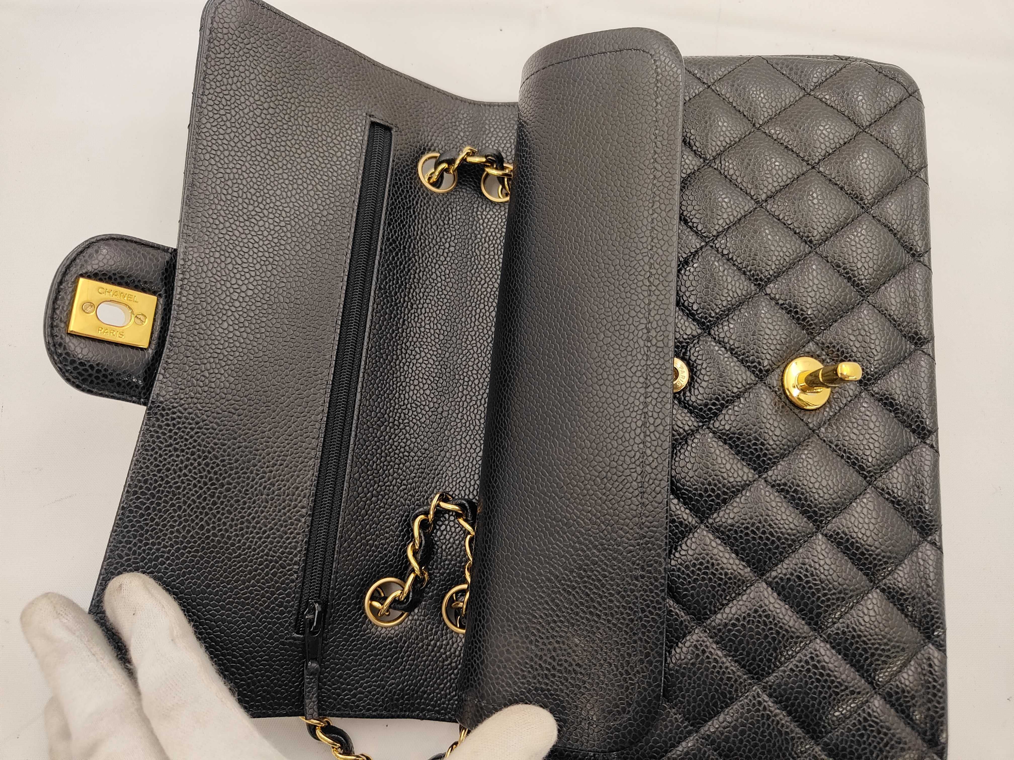 Matelassé Double Flap Caviar Skin Chain Shoulder Bag (Random Serial Number) — view 13